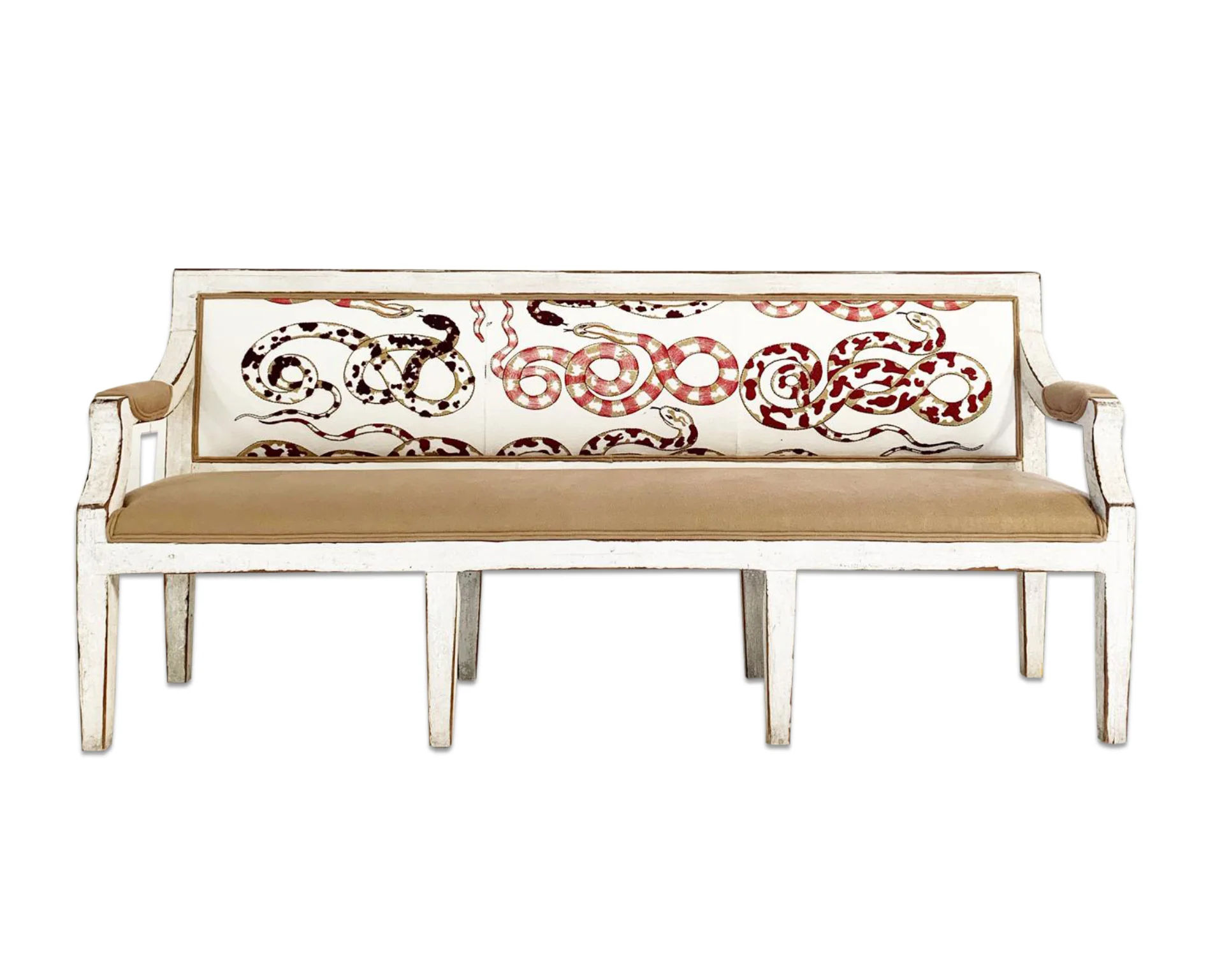 Swedish Neoclassical Style Bench in Pierre Frey and Loro Piana Linens - Image 11