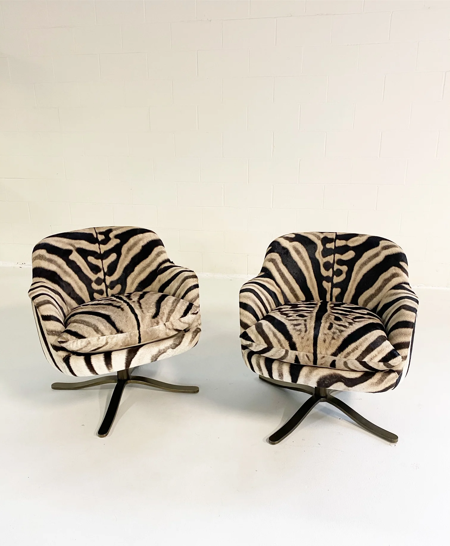 Swivel Chairs in Zebra Hide - Image 3