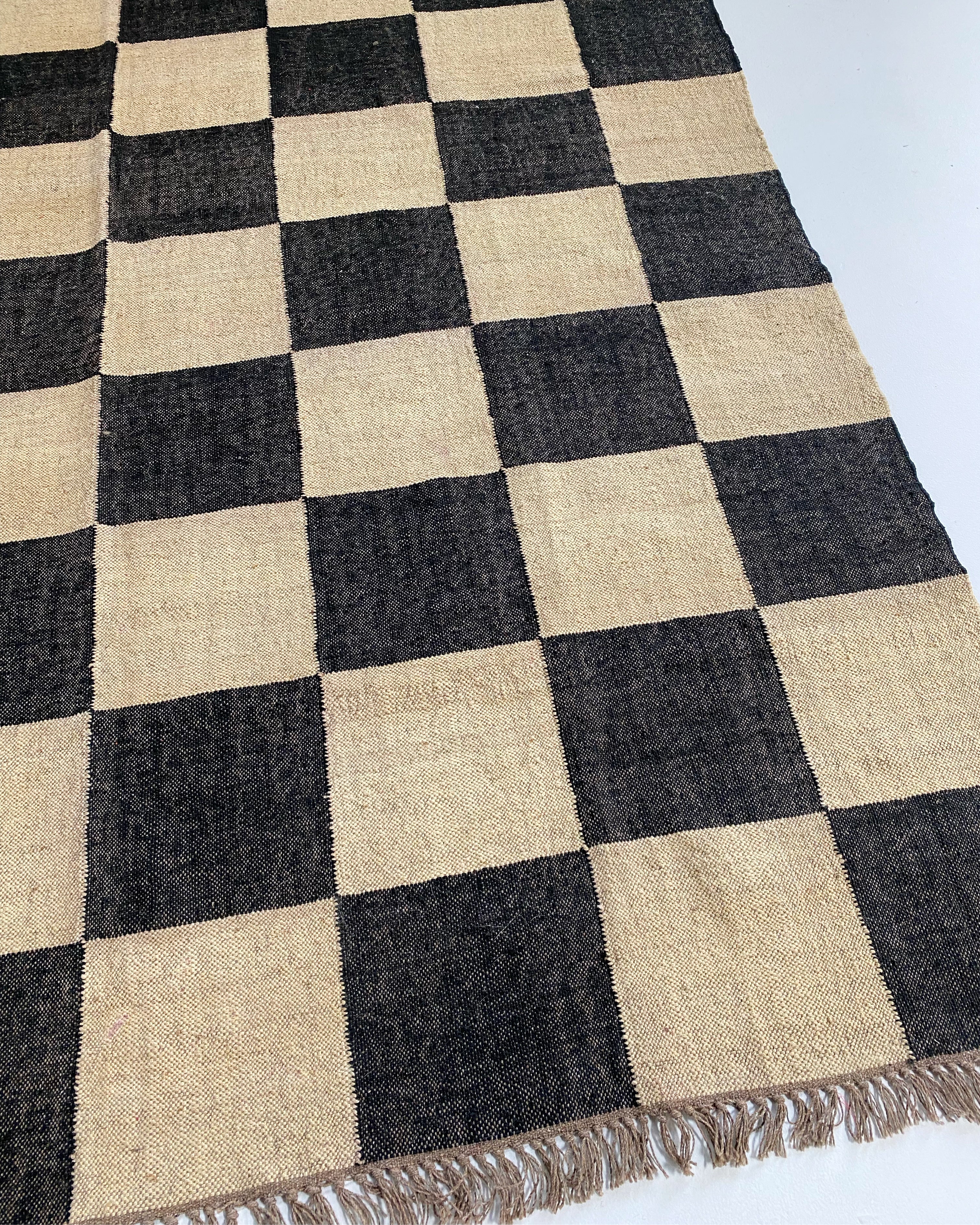 The Checkerboard Rug - Big Checks in Off Black - Image 11