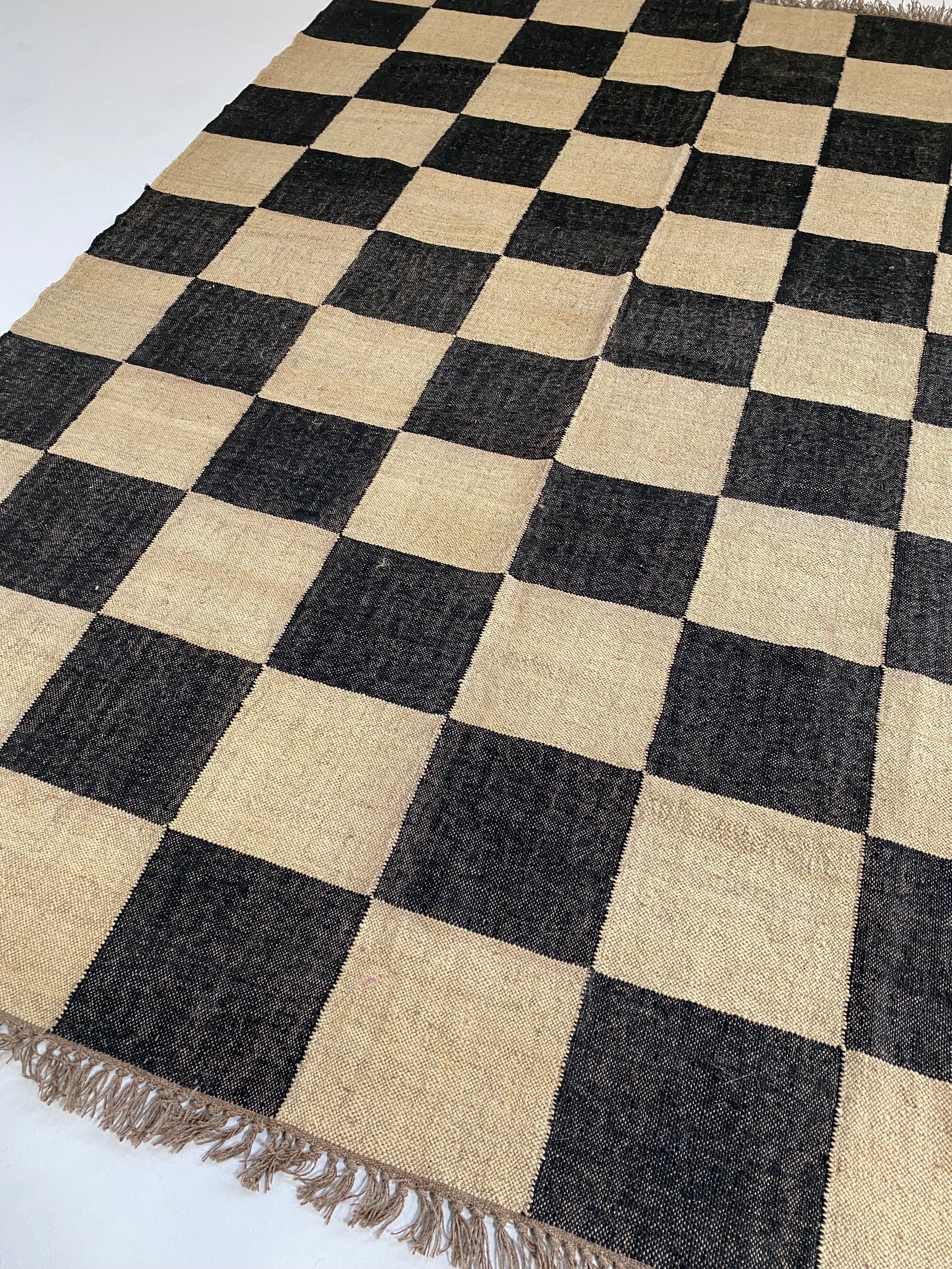 The Checkerboard Rug - Big Checks in Off Black - Image 14