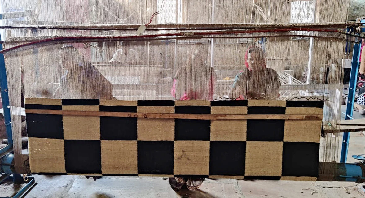 The Checkerboard Rug - Big Checks in Off Black - Image 15