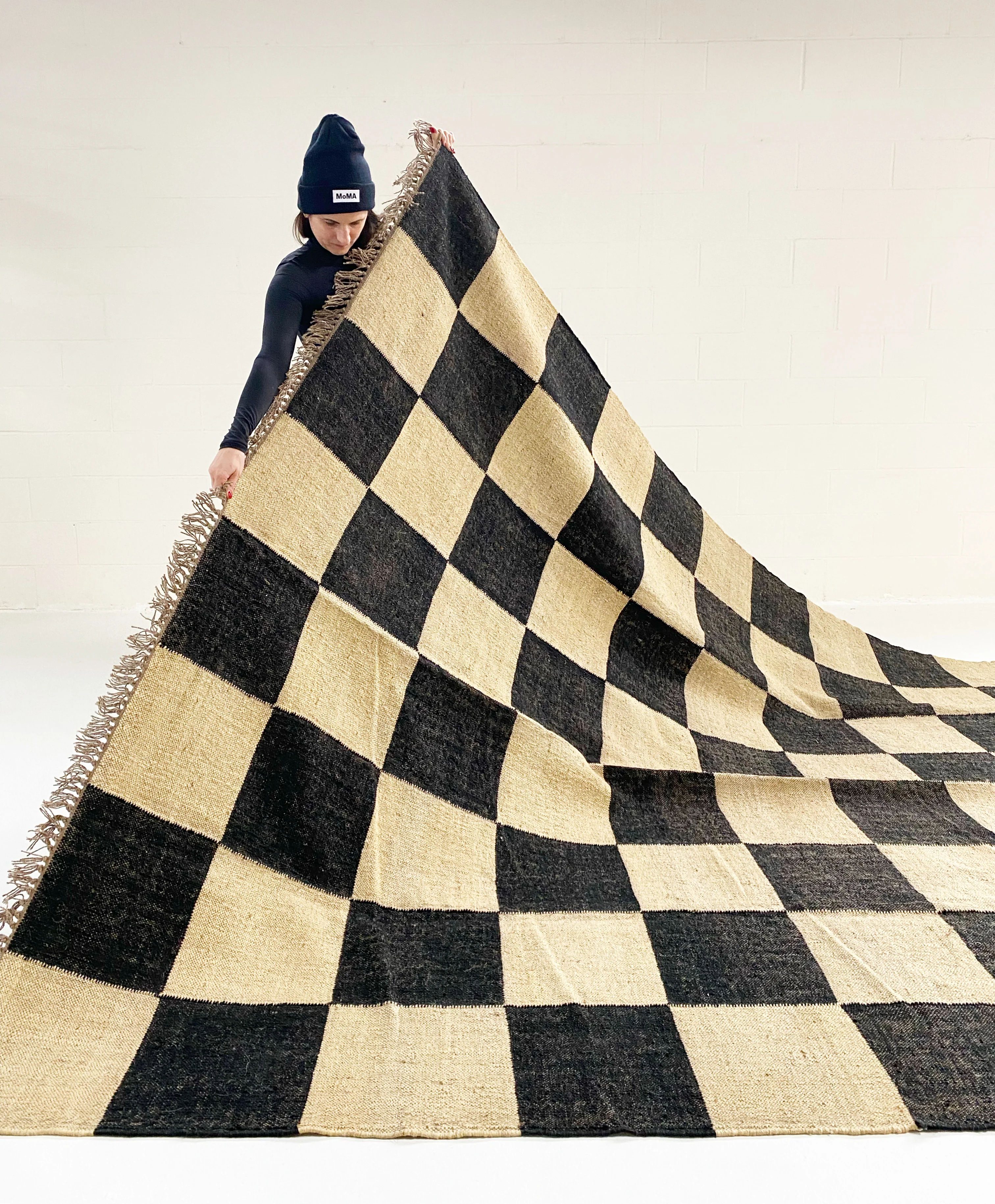 The Checkerboard Rug - Big Checks in Off Black - Image 6
