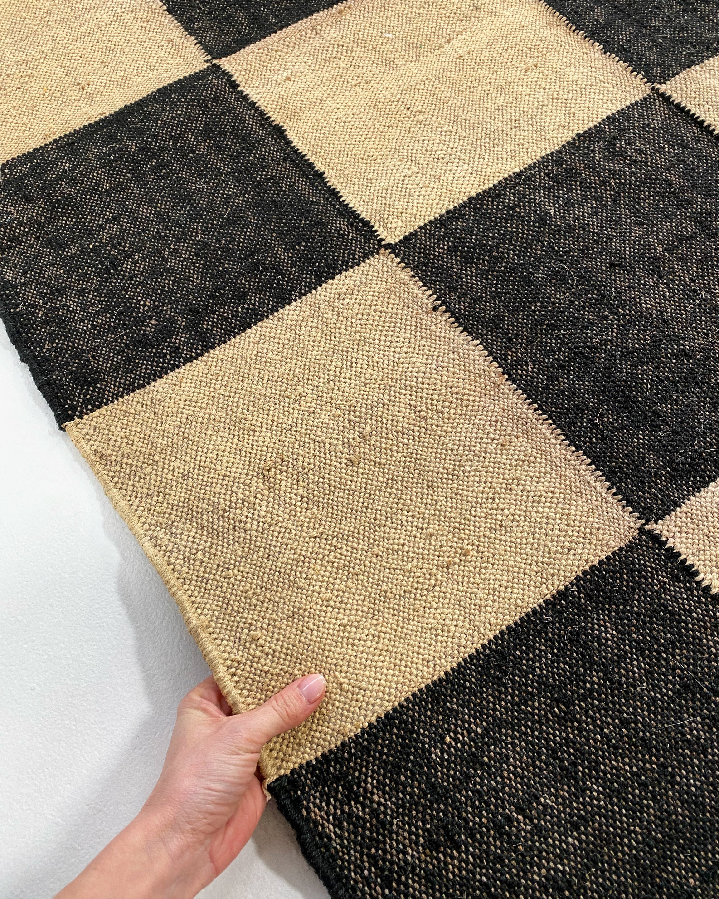 The Checkerboard Rug - Big Checks in Off Black - Image 7