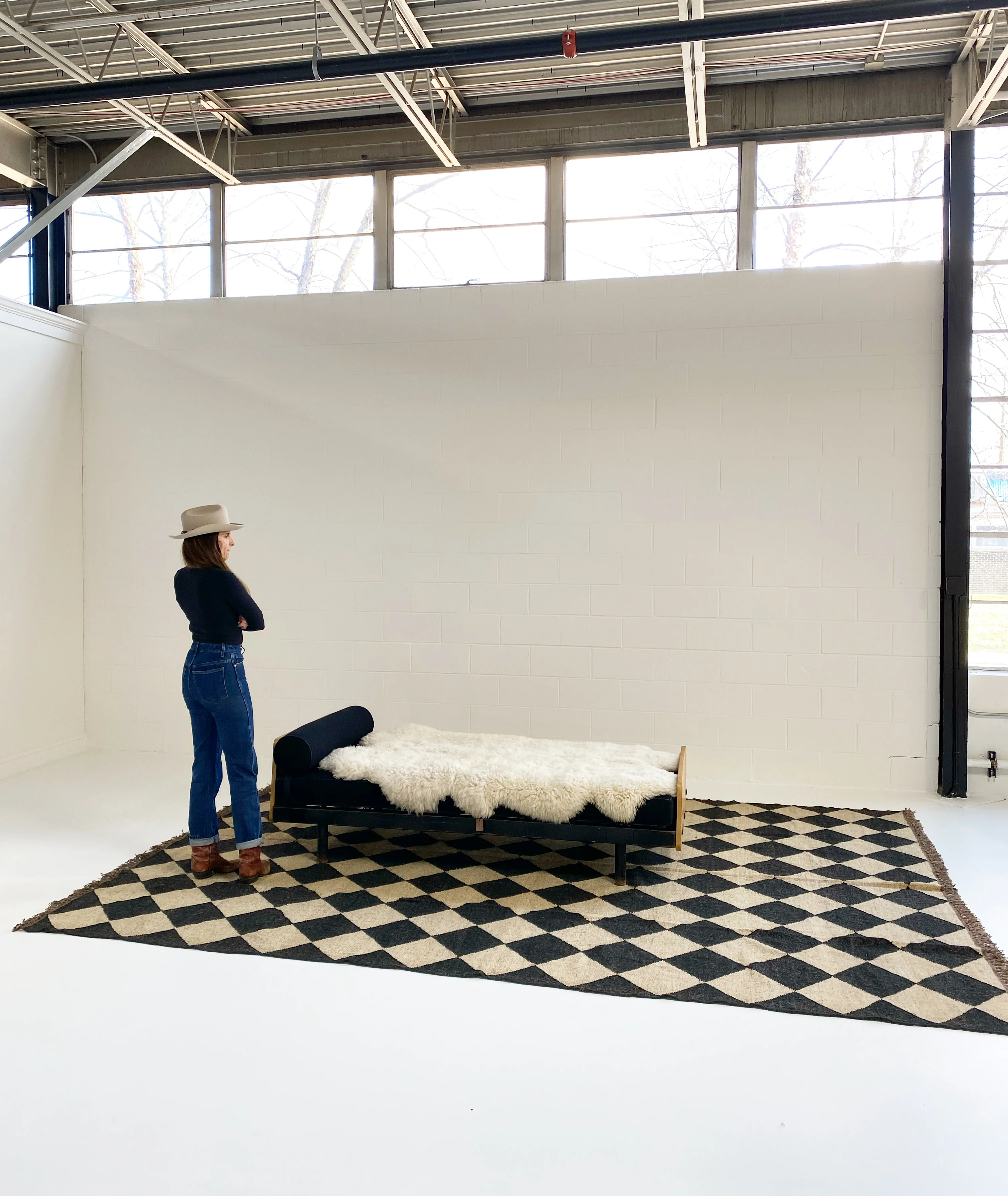 The Checkerboard Rug - Diamond Check in Off Black - Image 7
