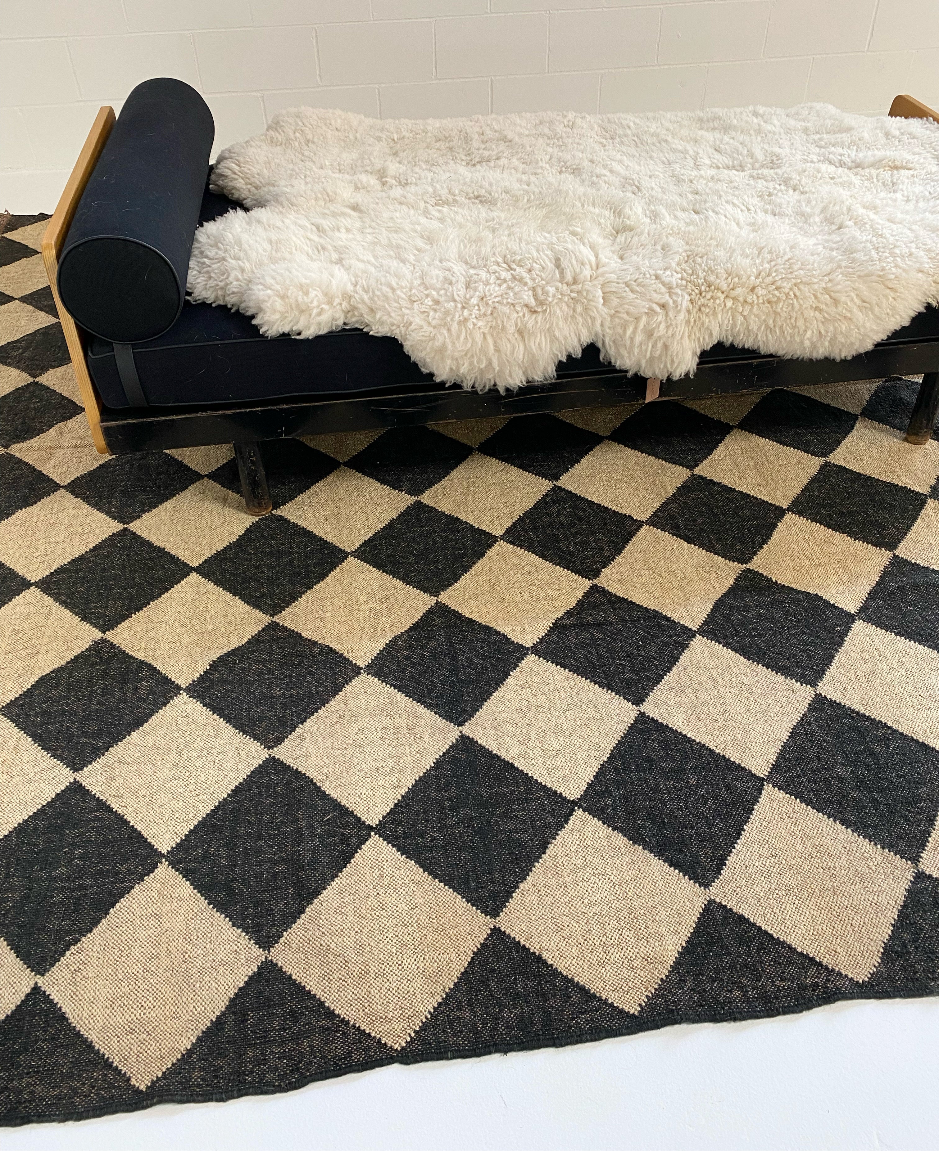 The Checkerboard Rug - Diamond Check in Off Black - Image 9