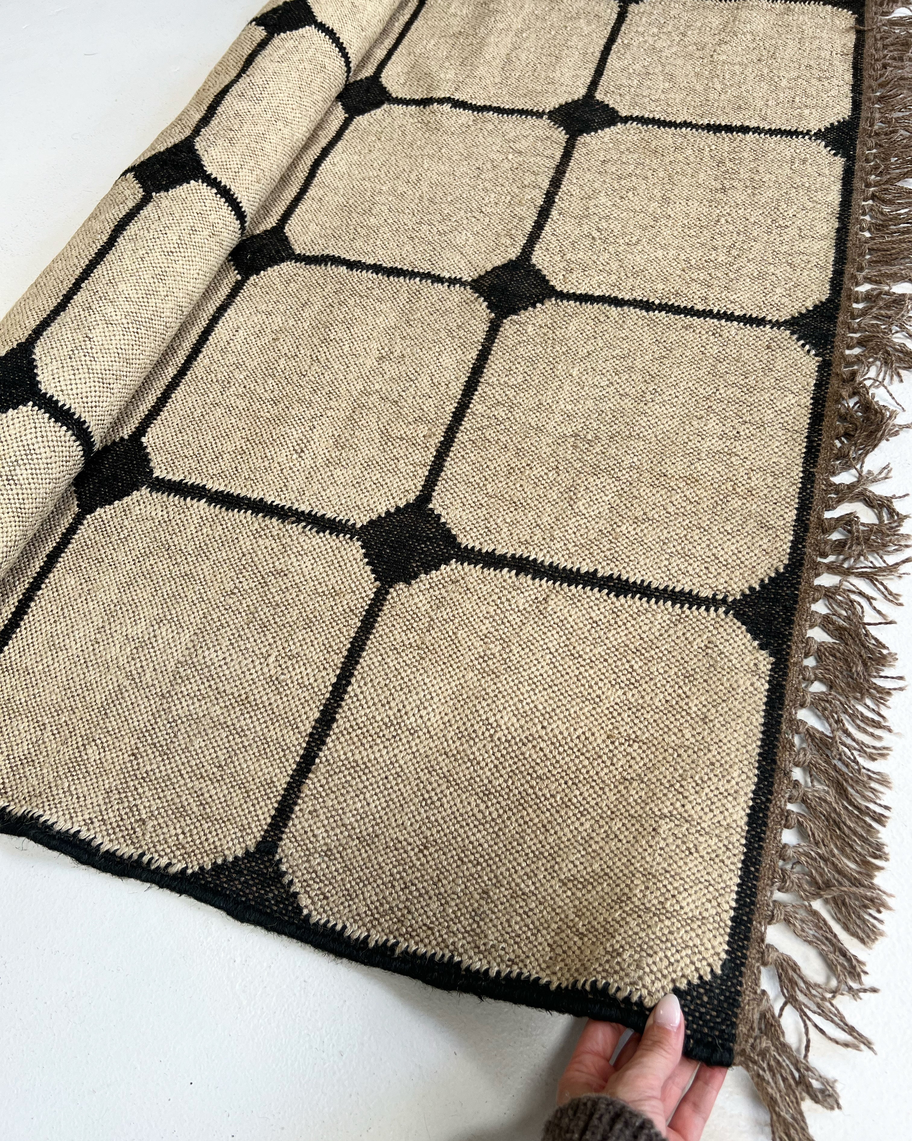 The Checkerboard Rug - Tile Checks in Off Black - Image 8