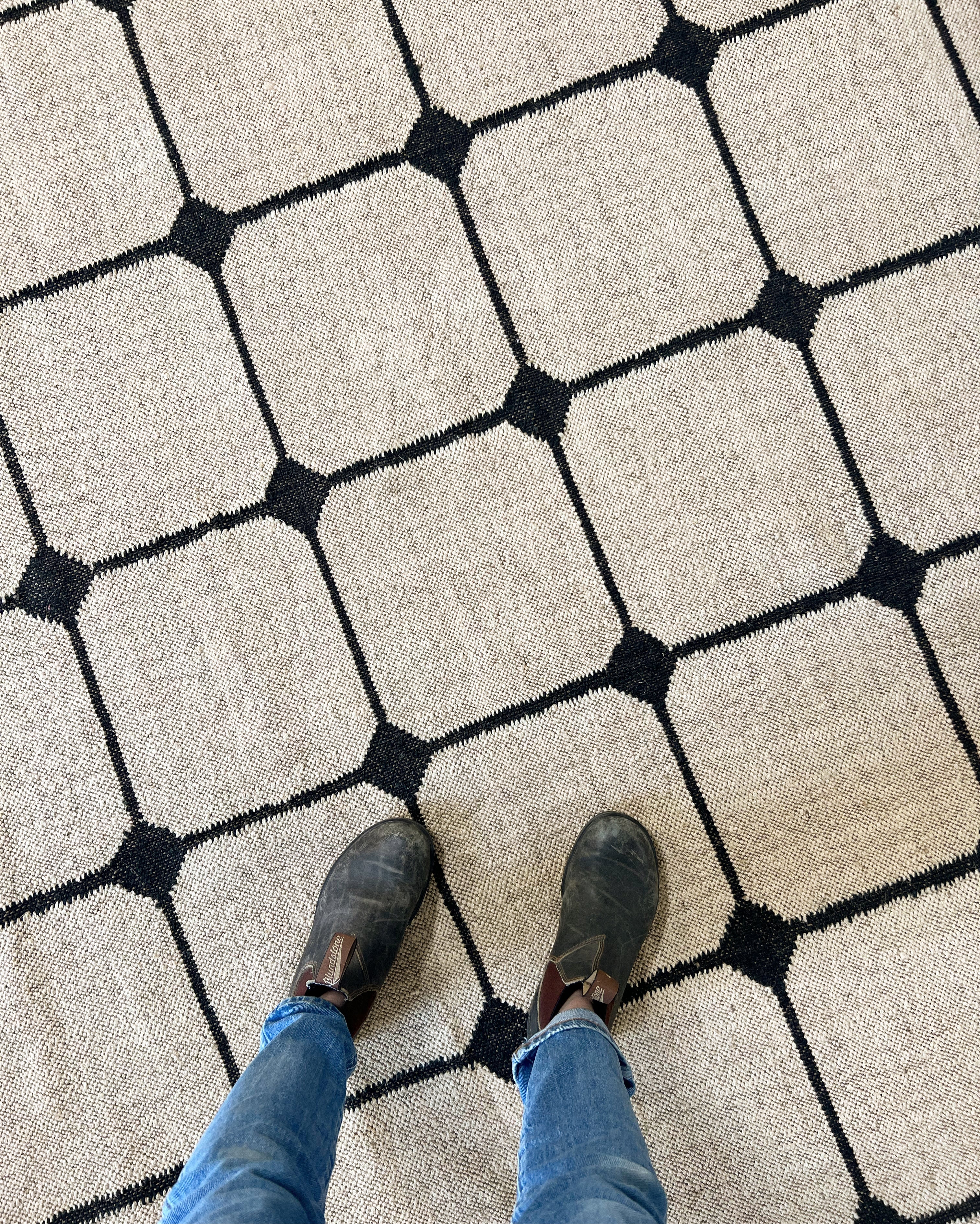 The Checkerboard Rug - Tile Checks in Off Black - Image 9
