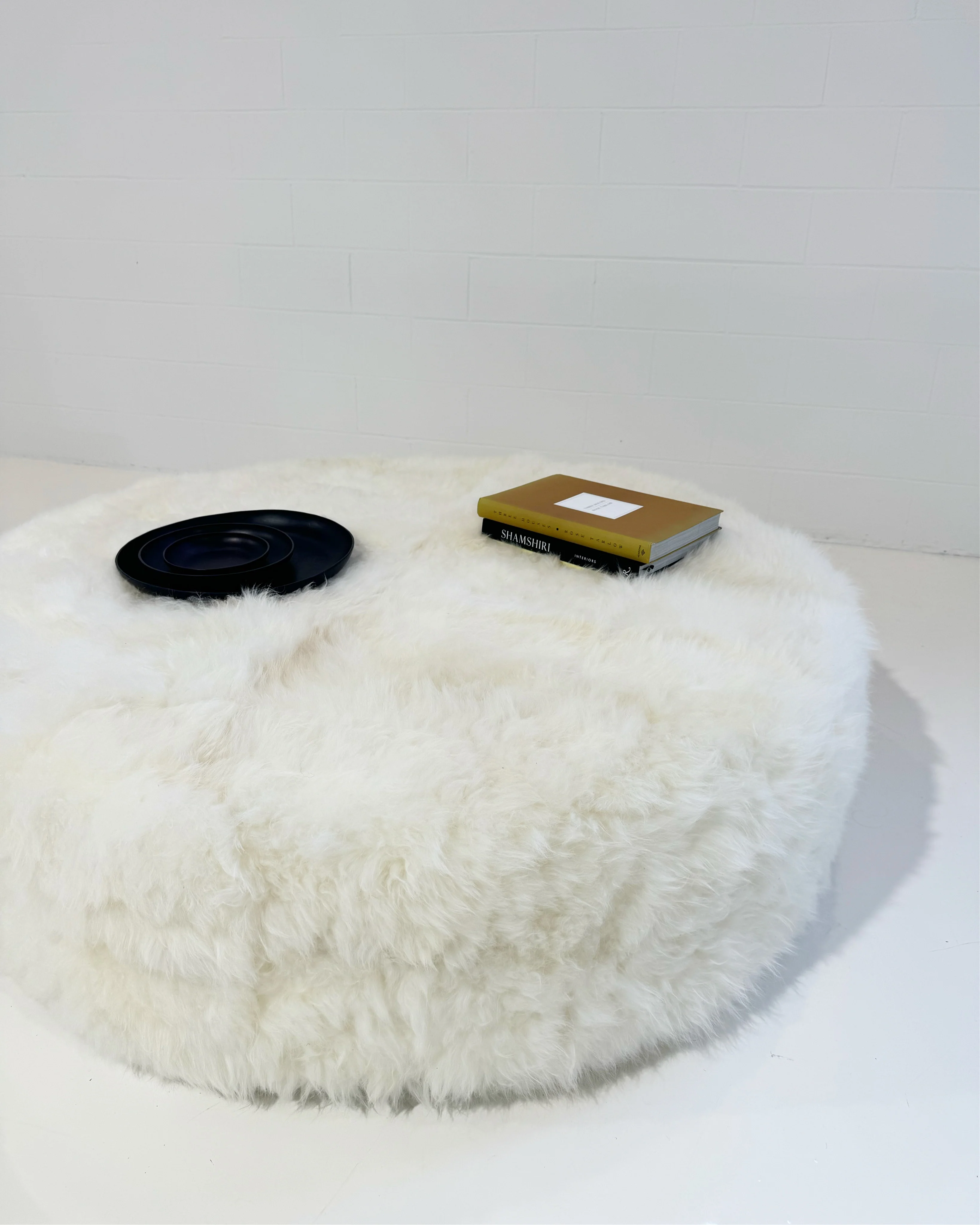 The Forsyth Circle Ottoman in Natural Cashmere Goatskin - Image 4