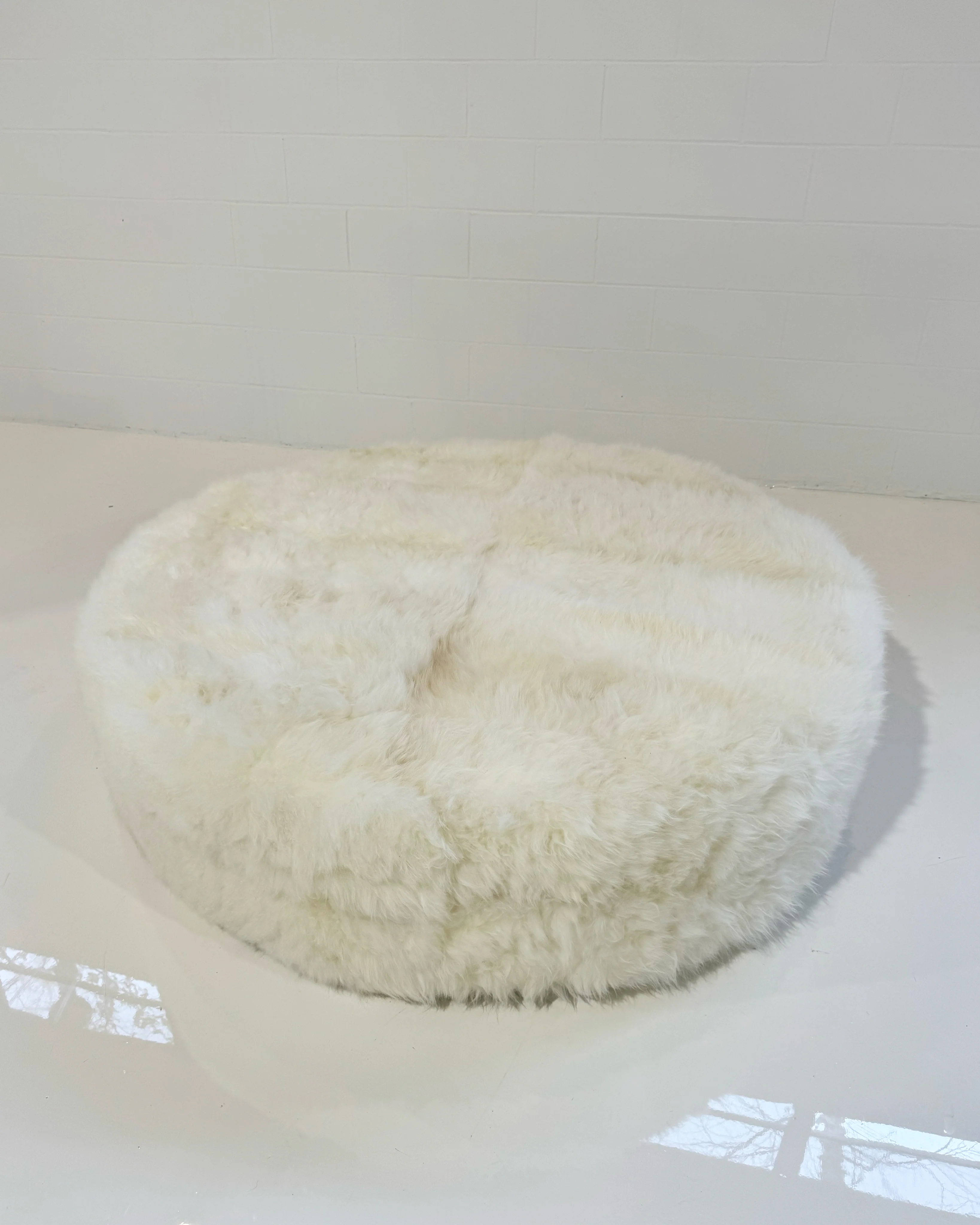 The Forsyth Circle Ottoman in Natural Cashmere Goatskin - Image 5