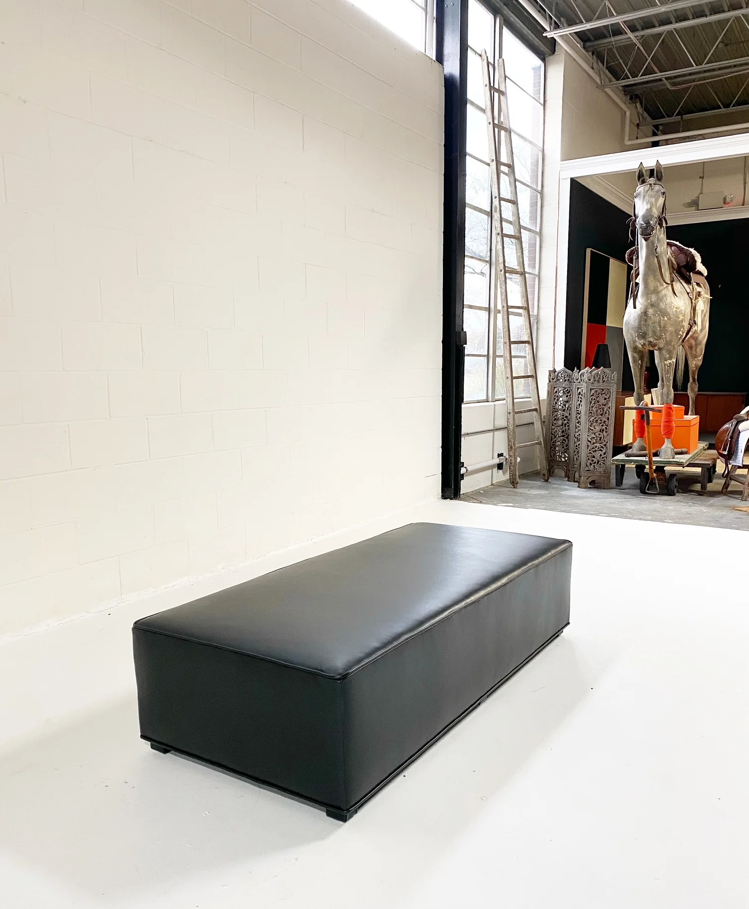 The Forsyth Large Ottoman in Leather - Image 4