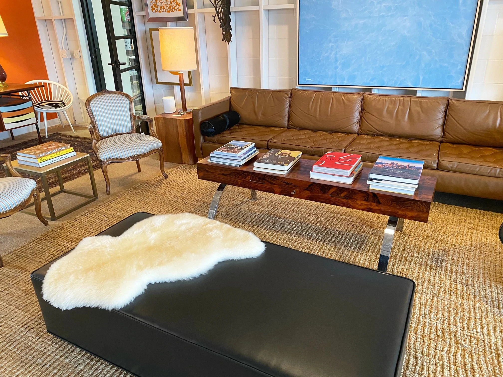 The Forsyth Large Ottoman in Leather - Image 5