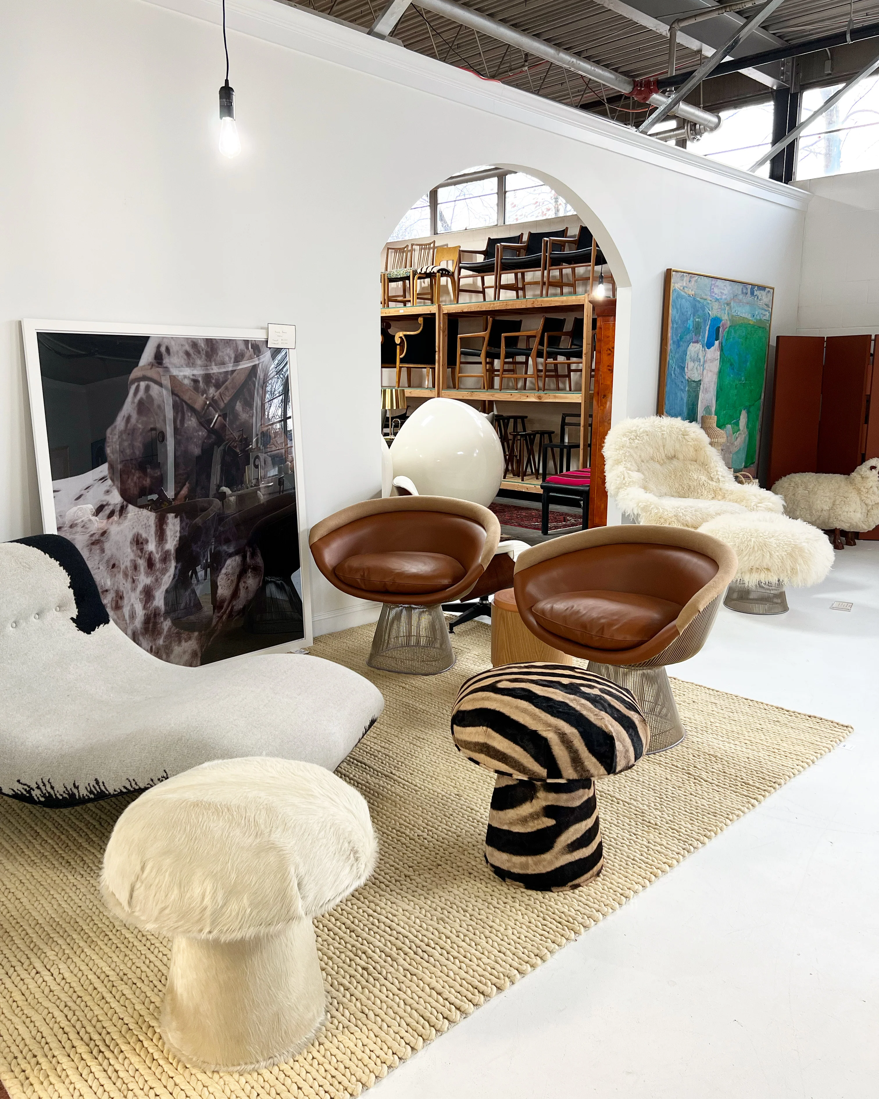 The Forsyth Mushroom Pouf in Ivory Cowhide - Image 2