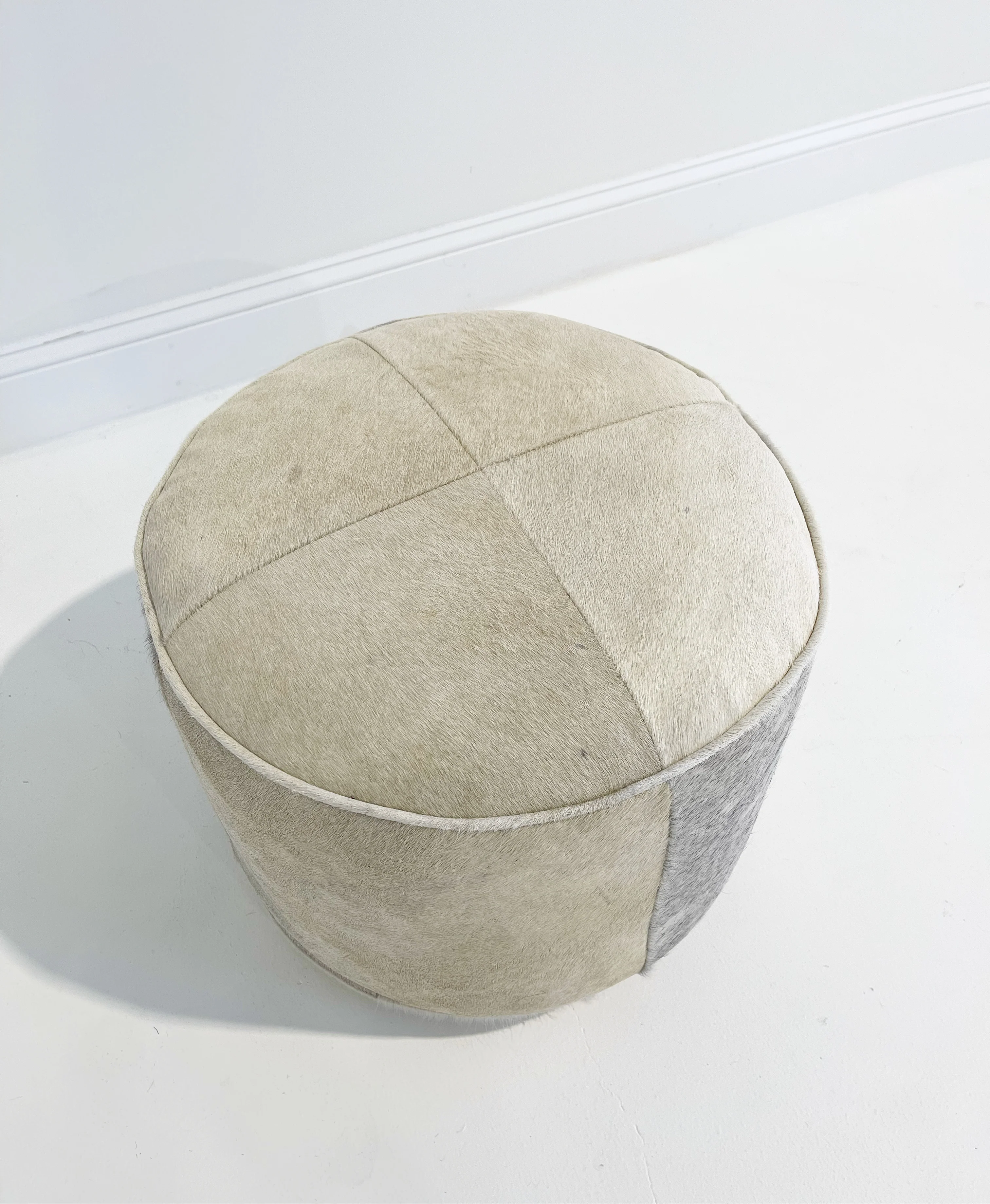 The Forsyth Pouf Ottoman in Salt and Pepper Cowhide 02 - Image 2