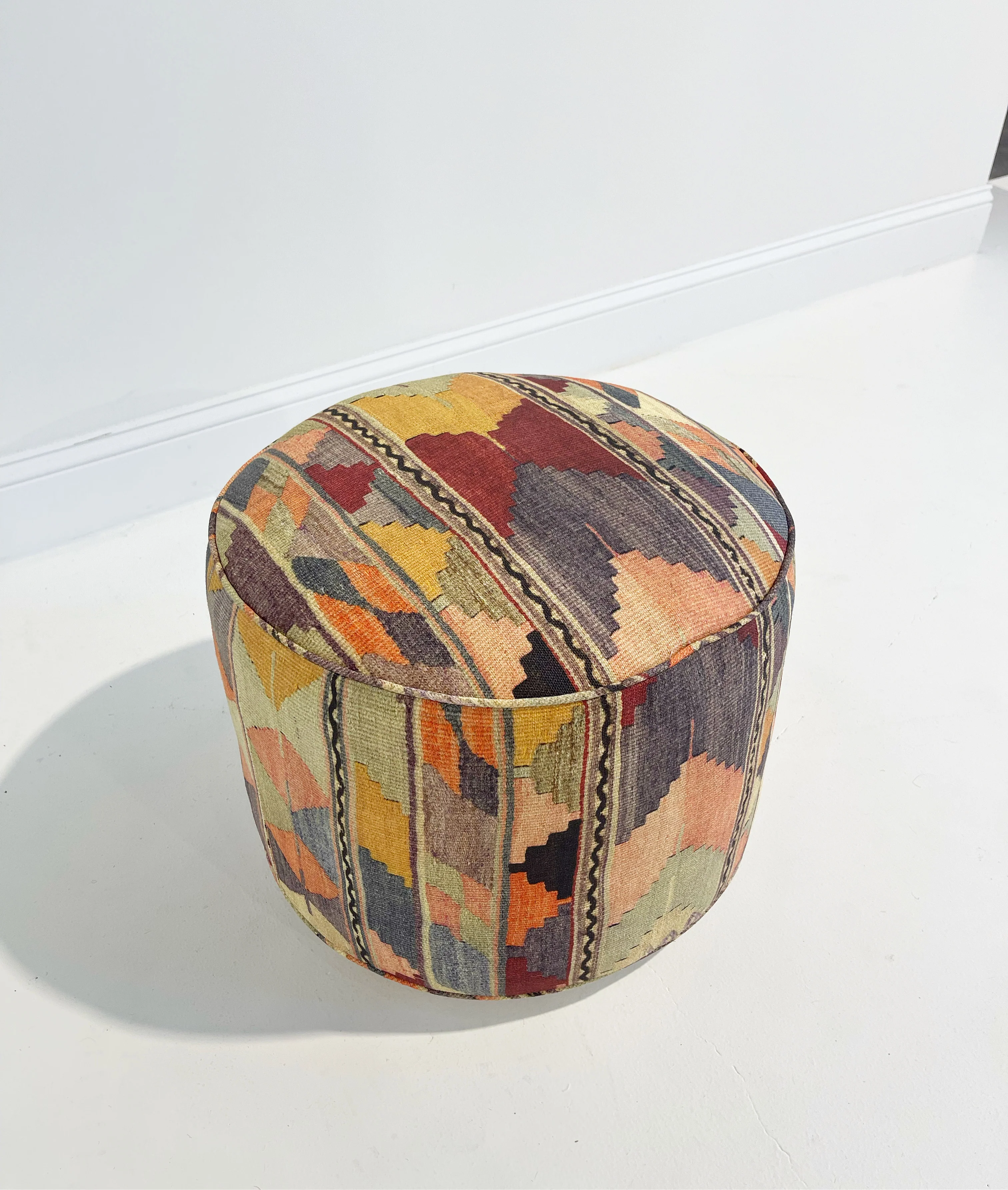 The Forsyth Pouf Ottoman in St. Frank Shell Psychedelic Fabric - Image 2
