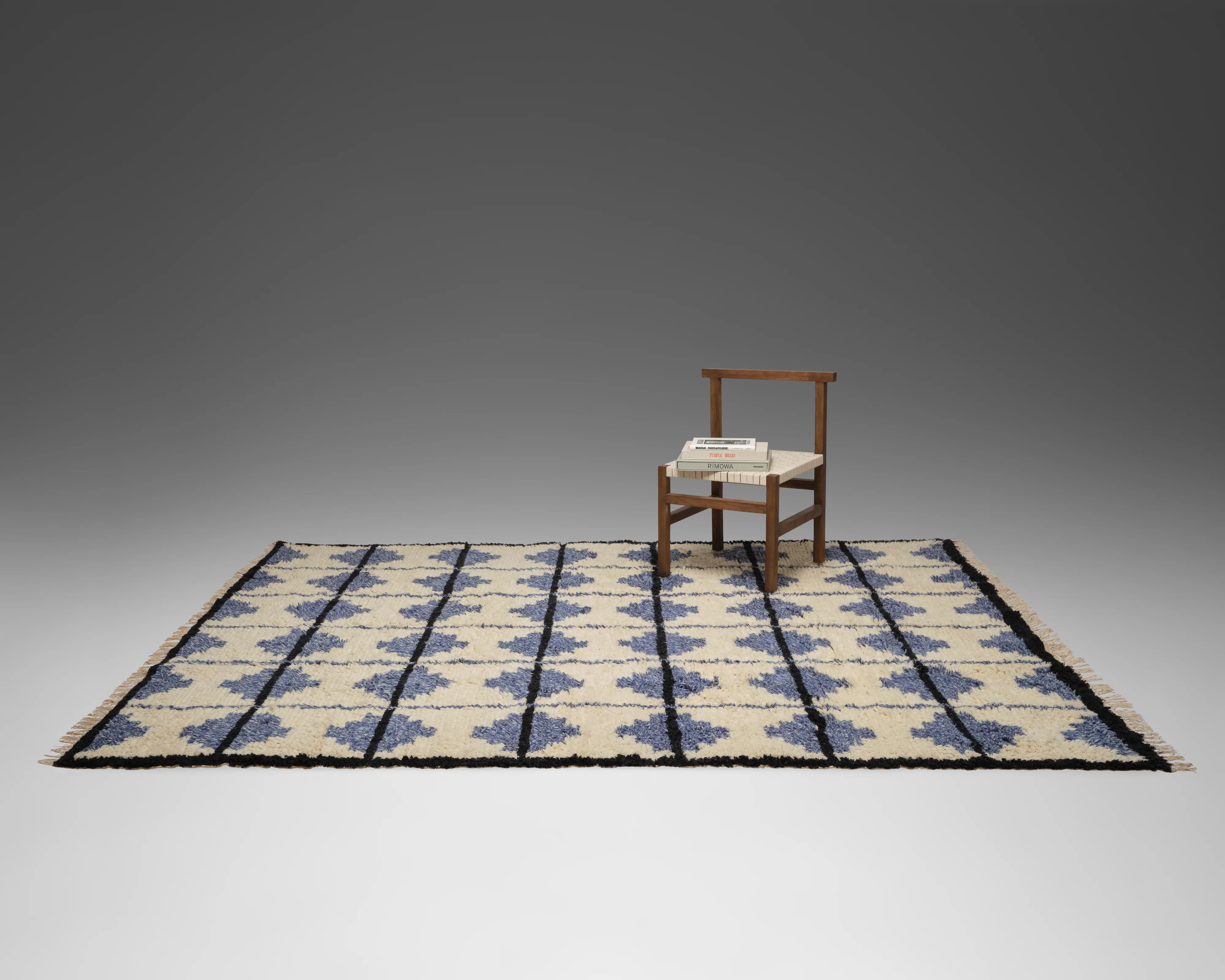The Shaggy Tile Rug - Blue and Cream - Image 4