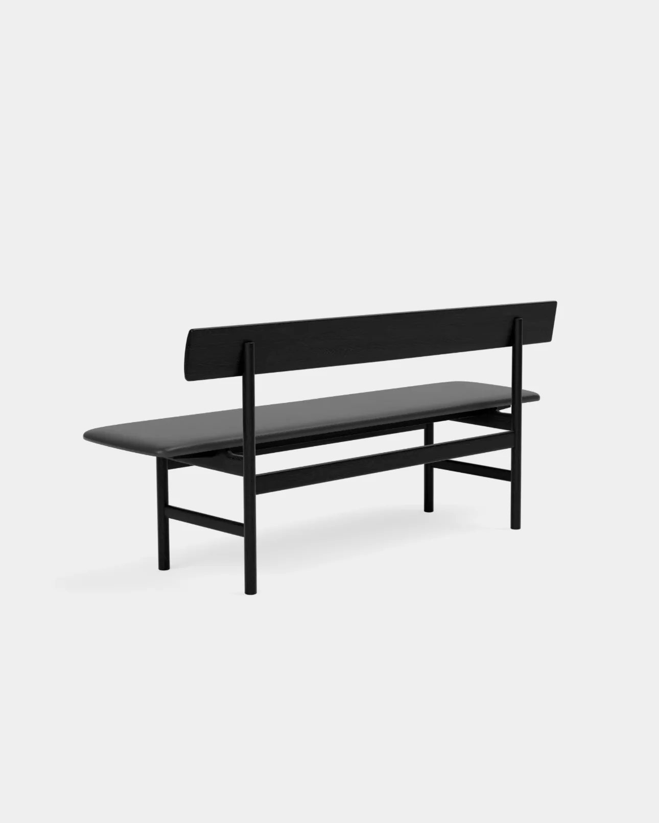 The Mogensen Bench | Black Leather and Black Lacquered Oak - Image 4