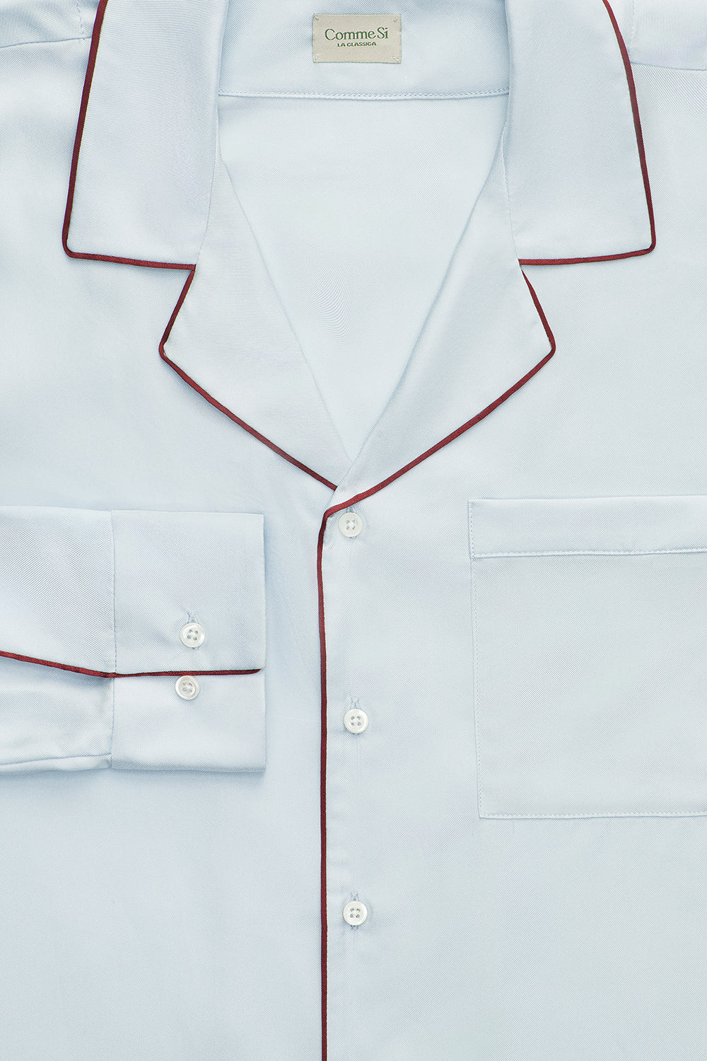 The Notched Collar Shirt, Piped Silk Twill, Glacier - Image 3