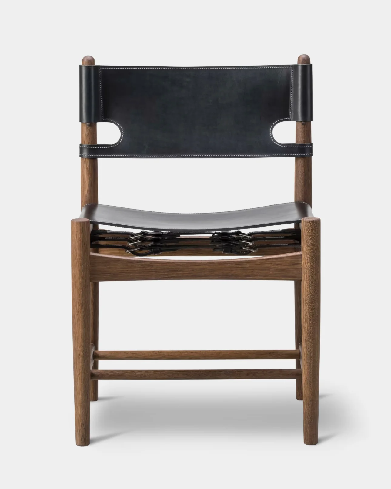 The Spanish Dining Chair | Black Leather and Smoked Oiled Oak - Image 4