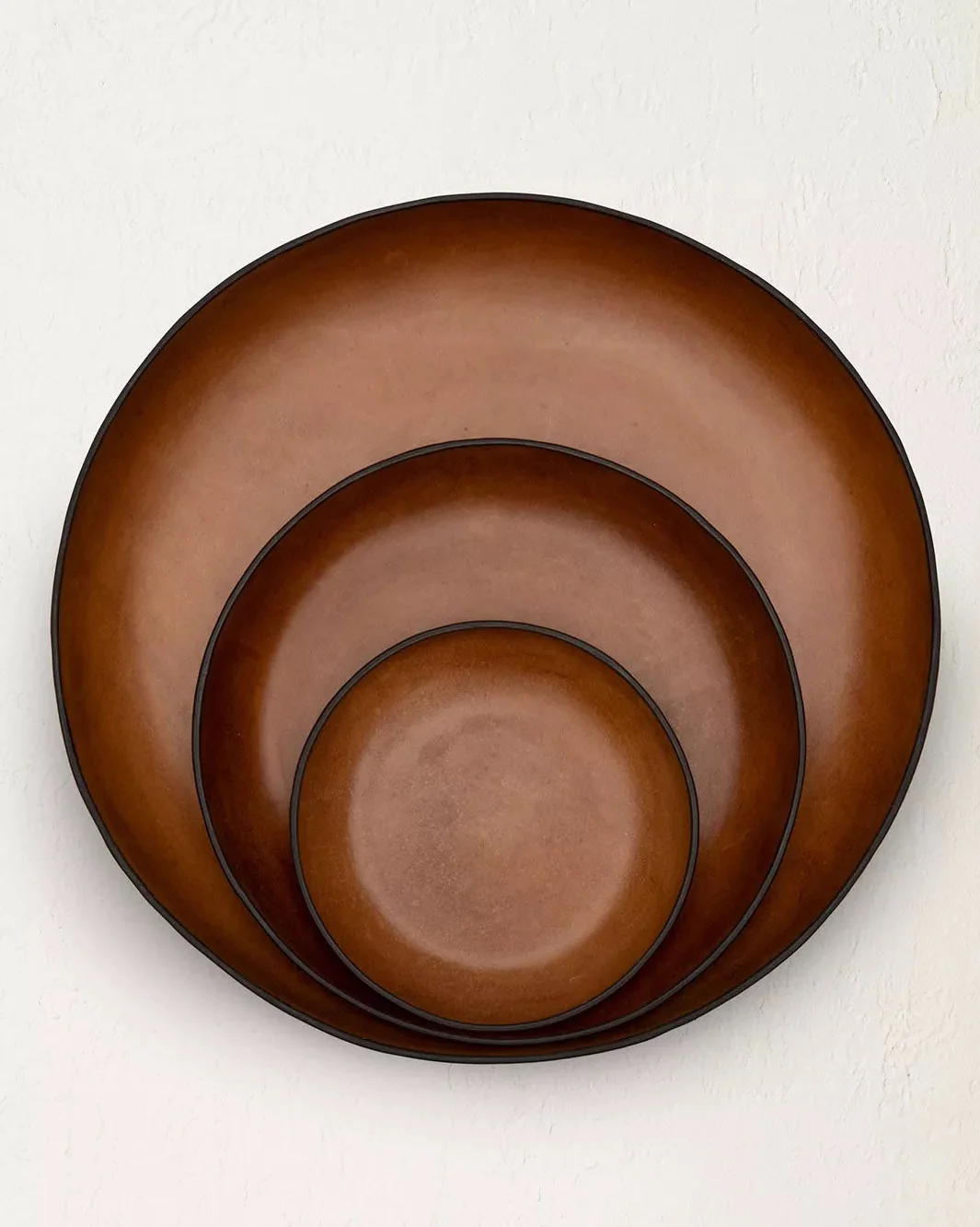 The Tray Set in Molded Leather - Cognac
