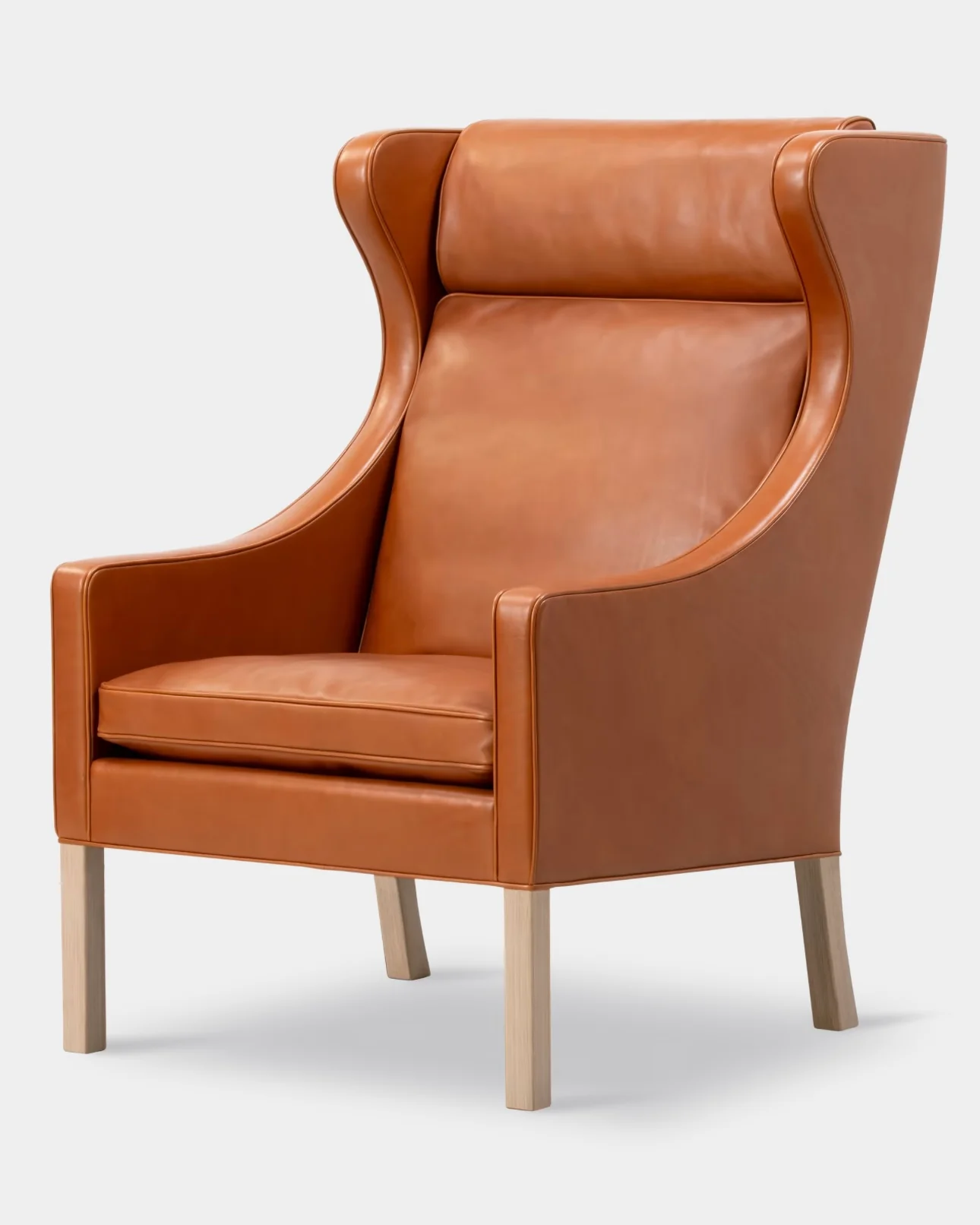 The Wing Chair | Russet Brown Leather and Oiled Oak - Image 2