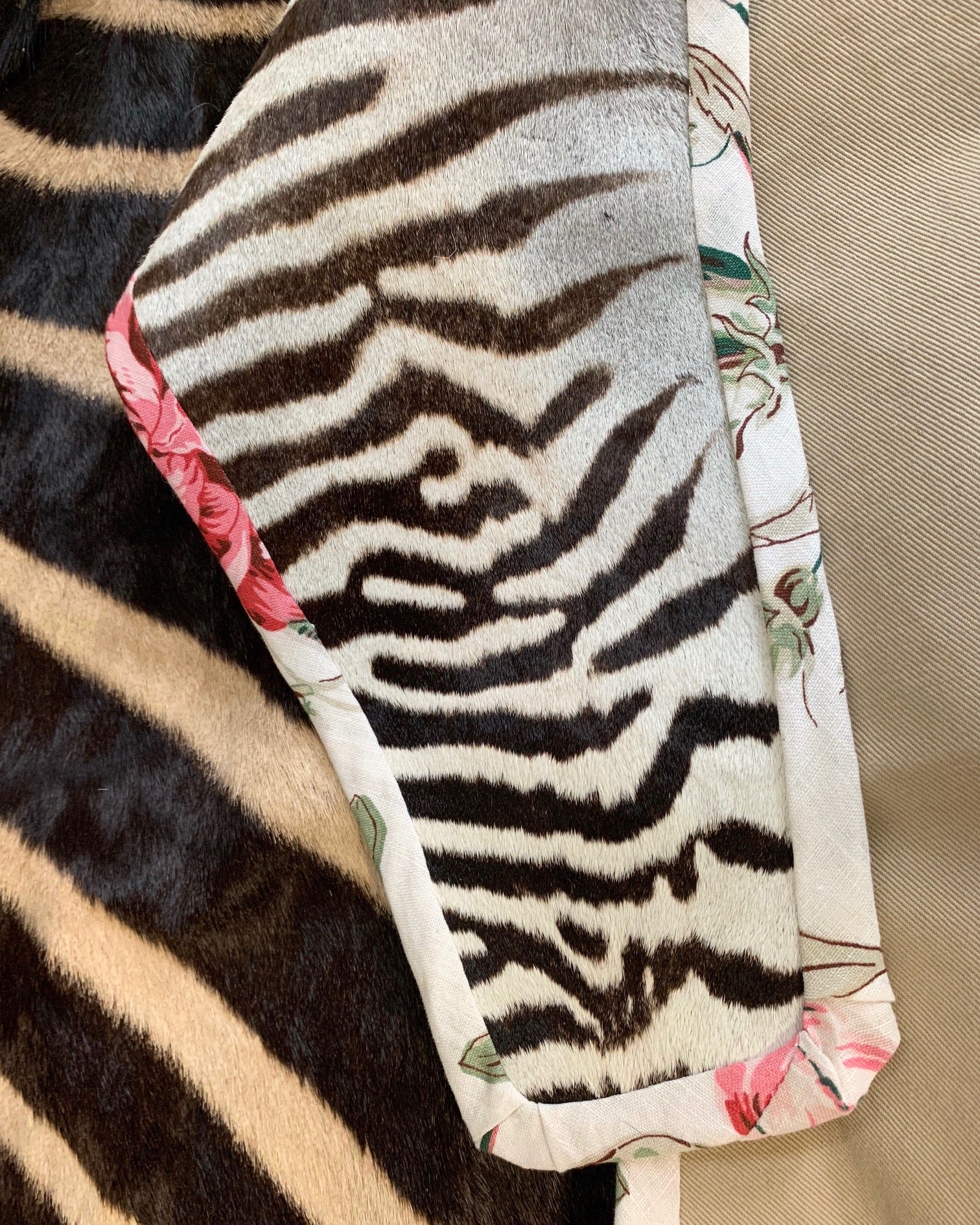 Chaise Lounge in Schumacher Fabric with Zebra Rug - Image 9