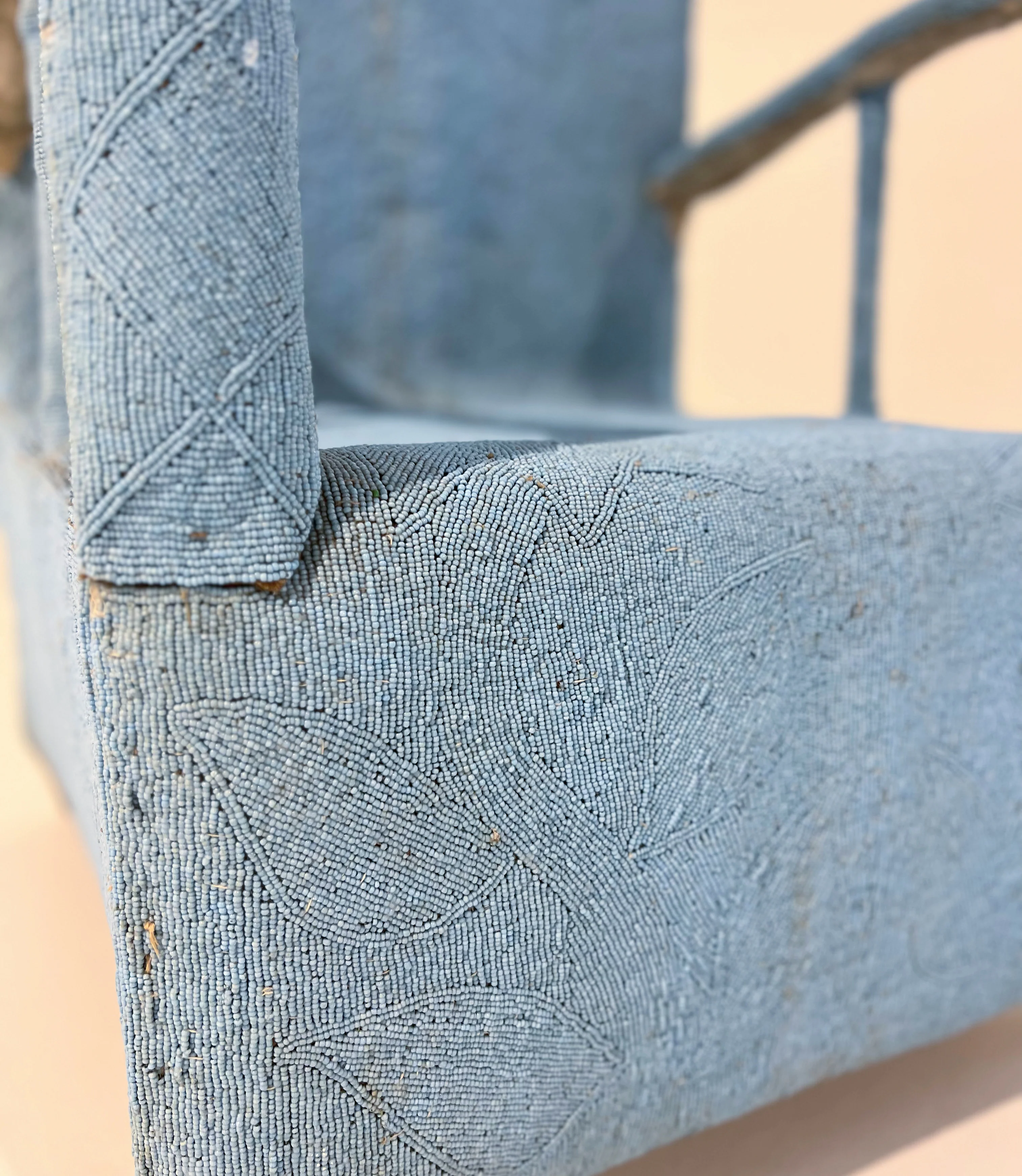 Vintage African Beaded Yoruba Chair - Pale Blue - Image 5