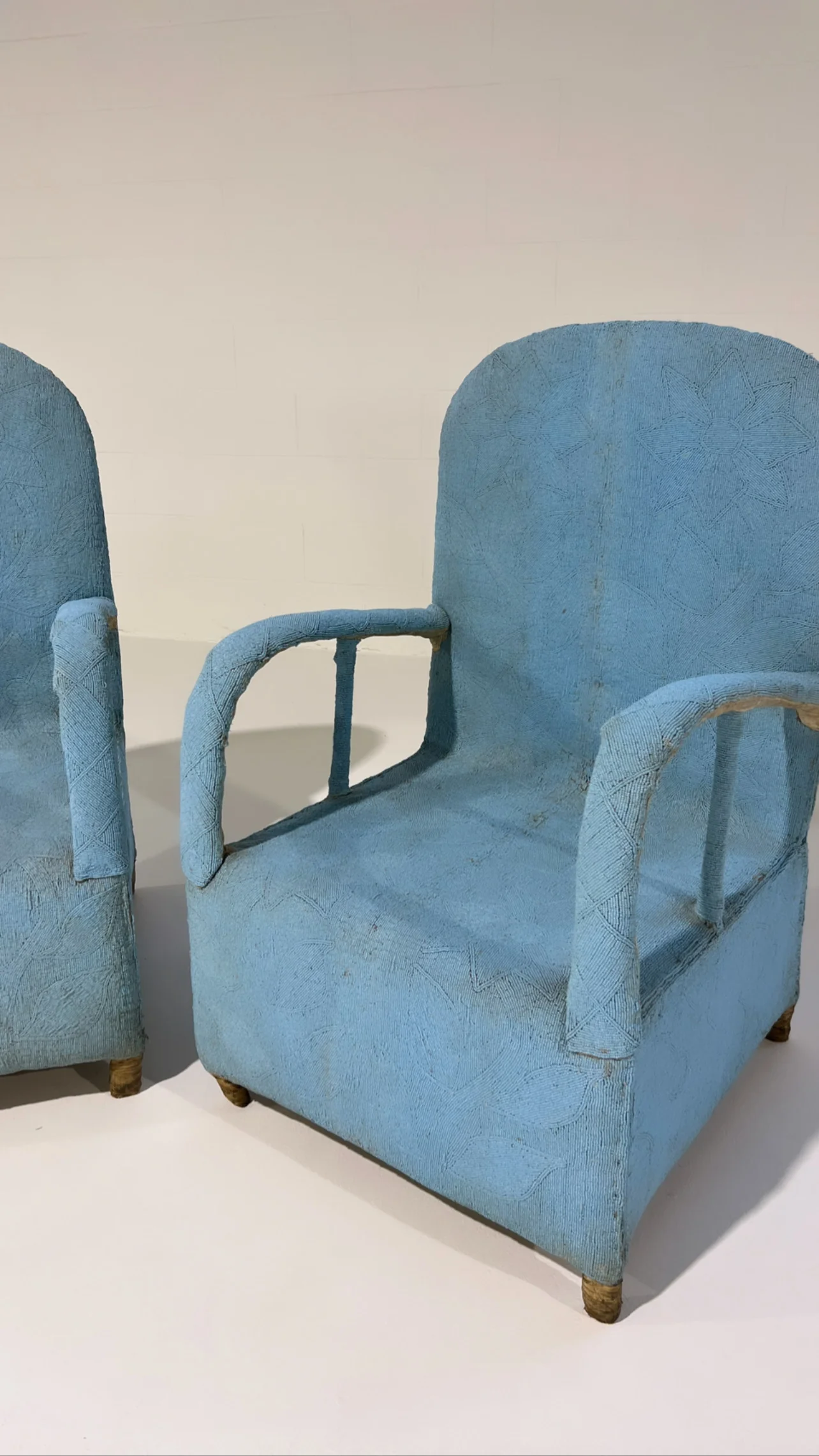 Vintage African Beaded Yoruba Chair - Pale Blue - Image 6