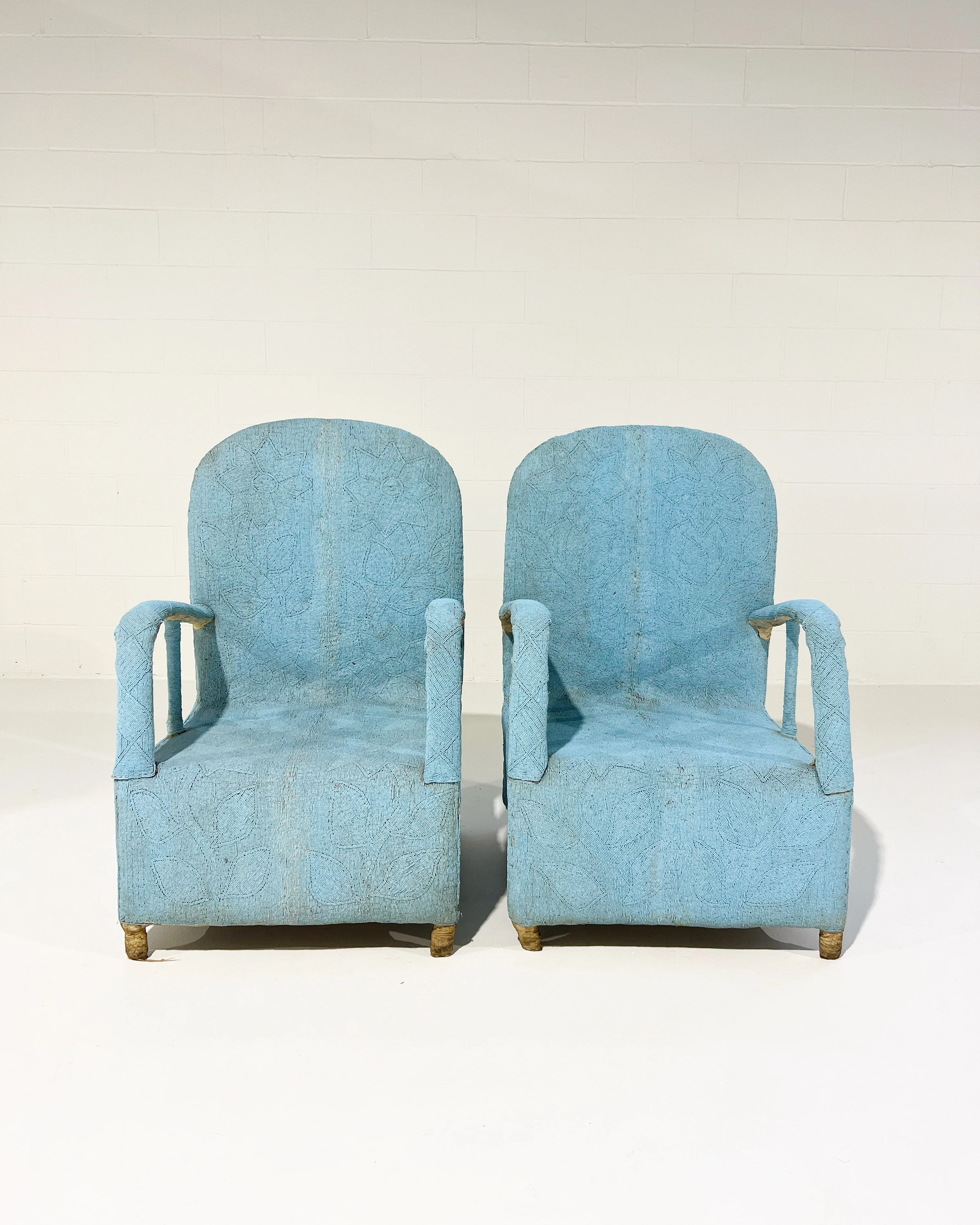 Vintage African Beaded Yoruba Chair - Pale Blue - Image 8
