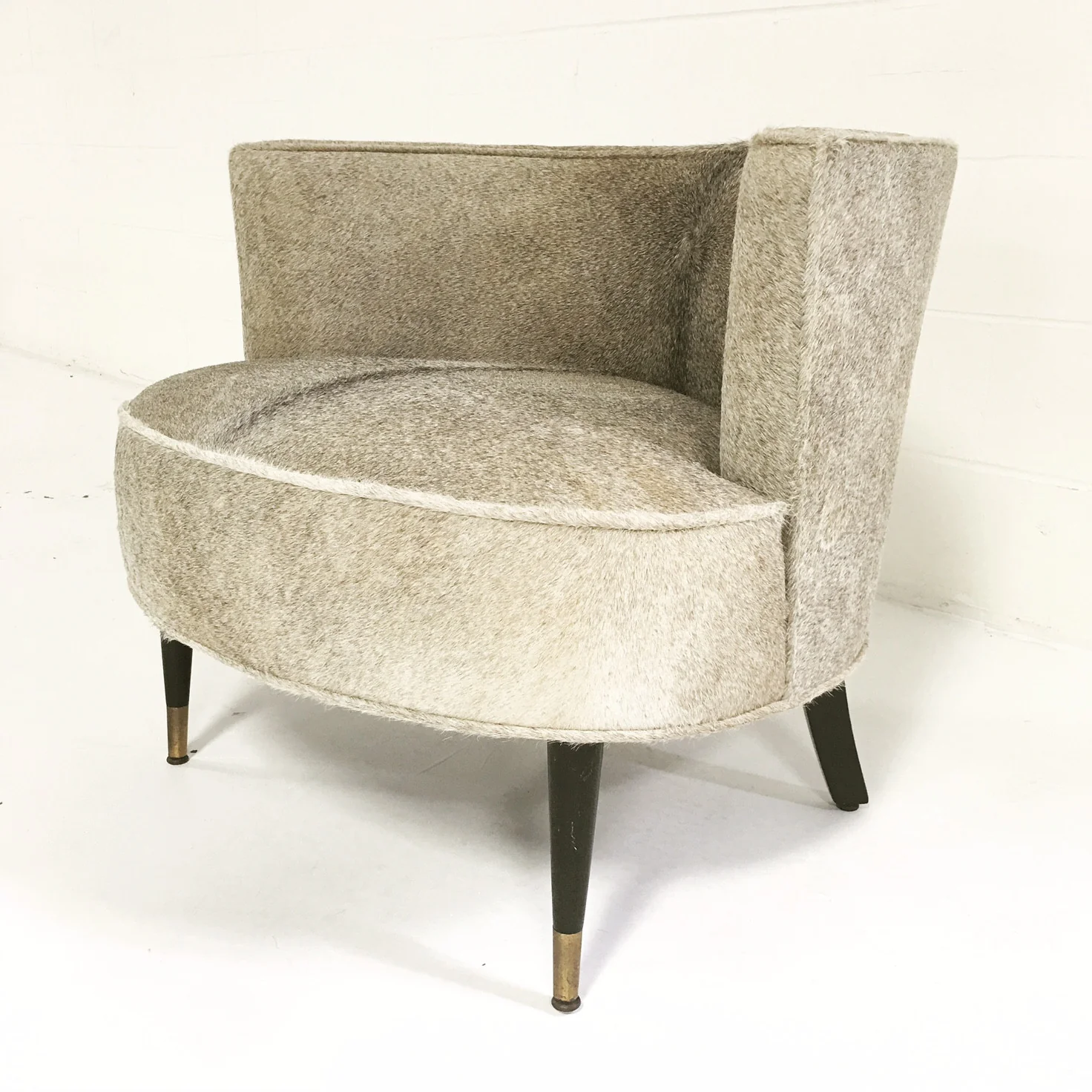 Vintage Barrel Chair in Brazilian Cowhide