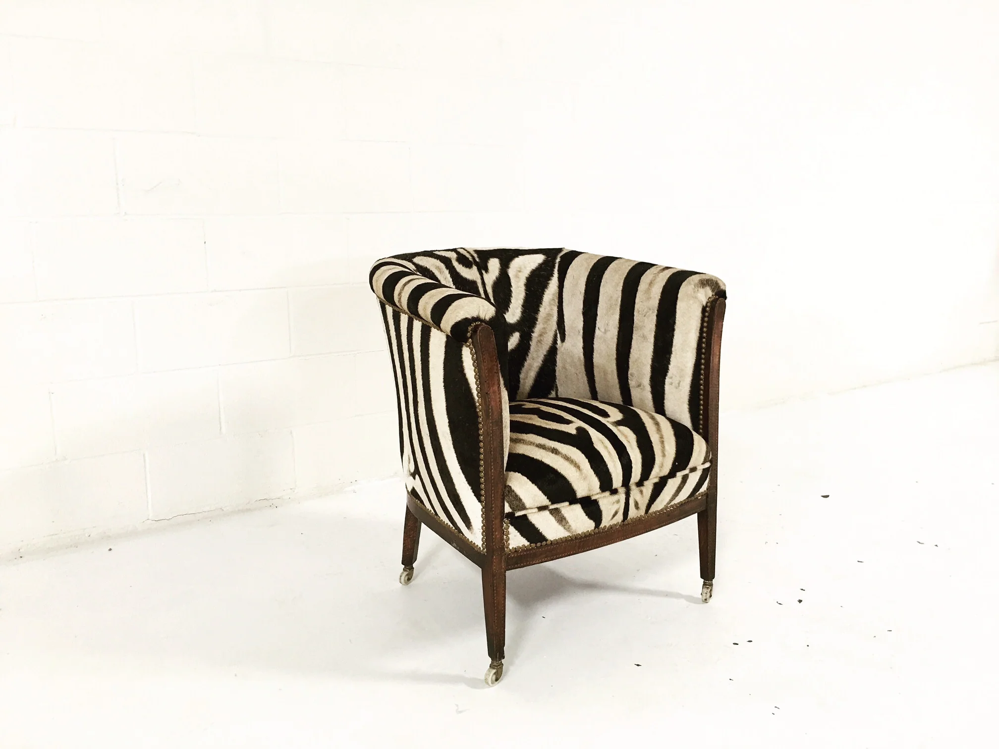 1930s Barrel Chair in Zebra Hide - Image 3