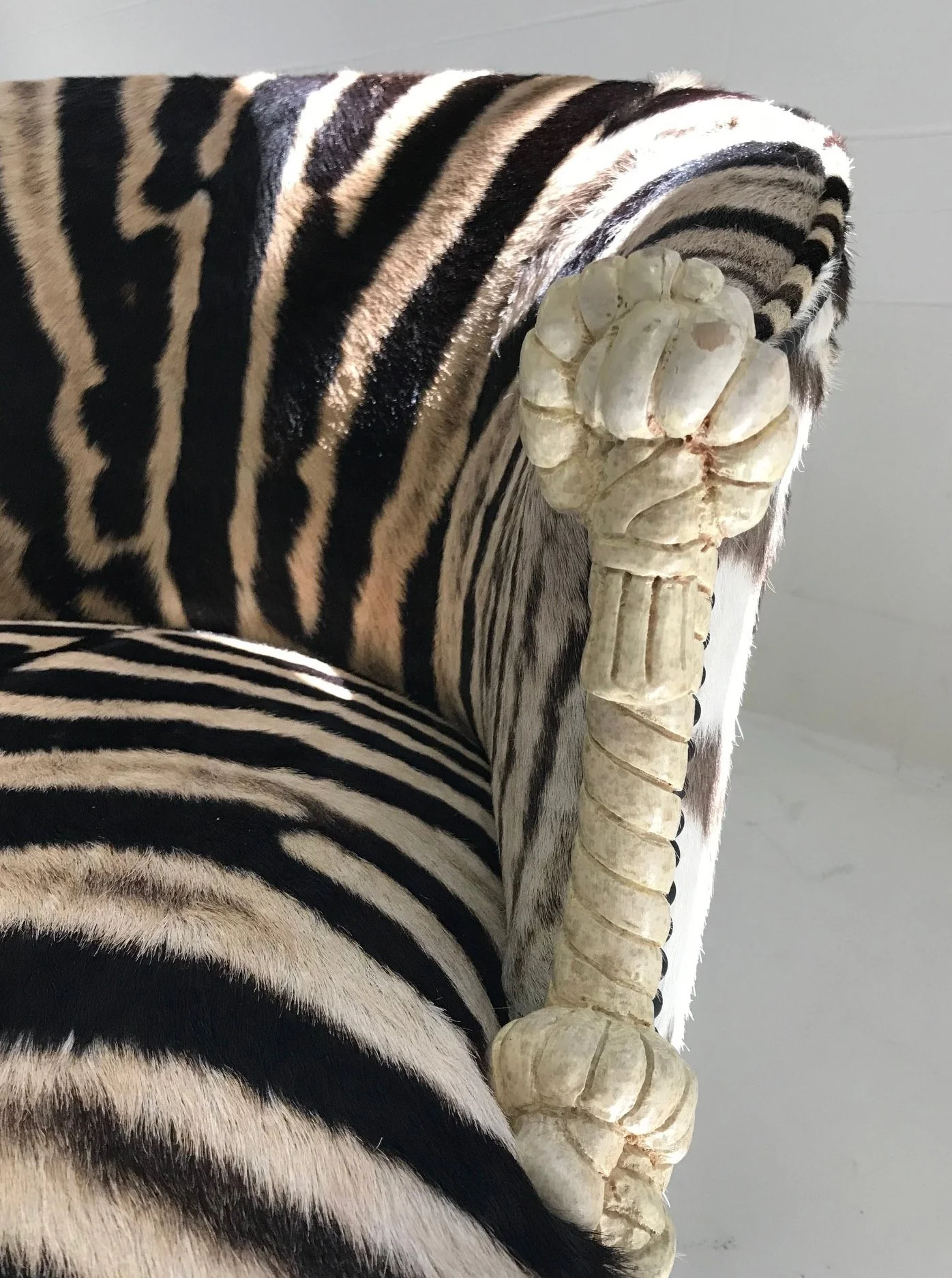 Vintage Napoleon III Style Twisted Rope and Tassel Carved Armchairs Restored in Zebra - Pair - Image 9