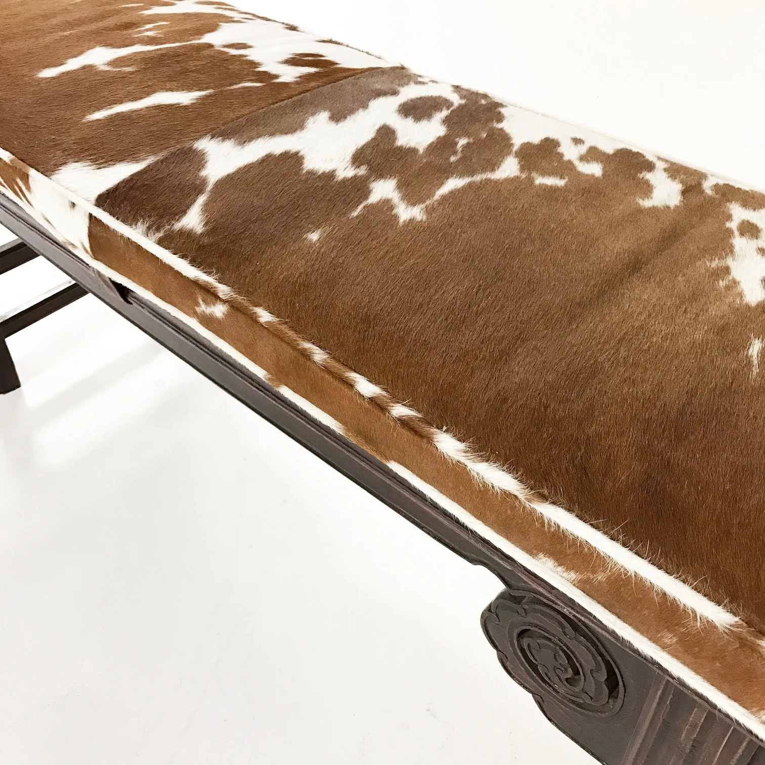 Vintage Chinese Bench with Brazilian Cowhide Cushion - Image 7