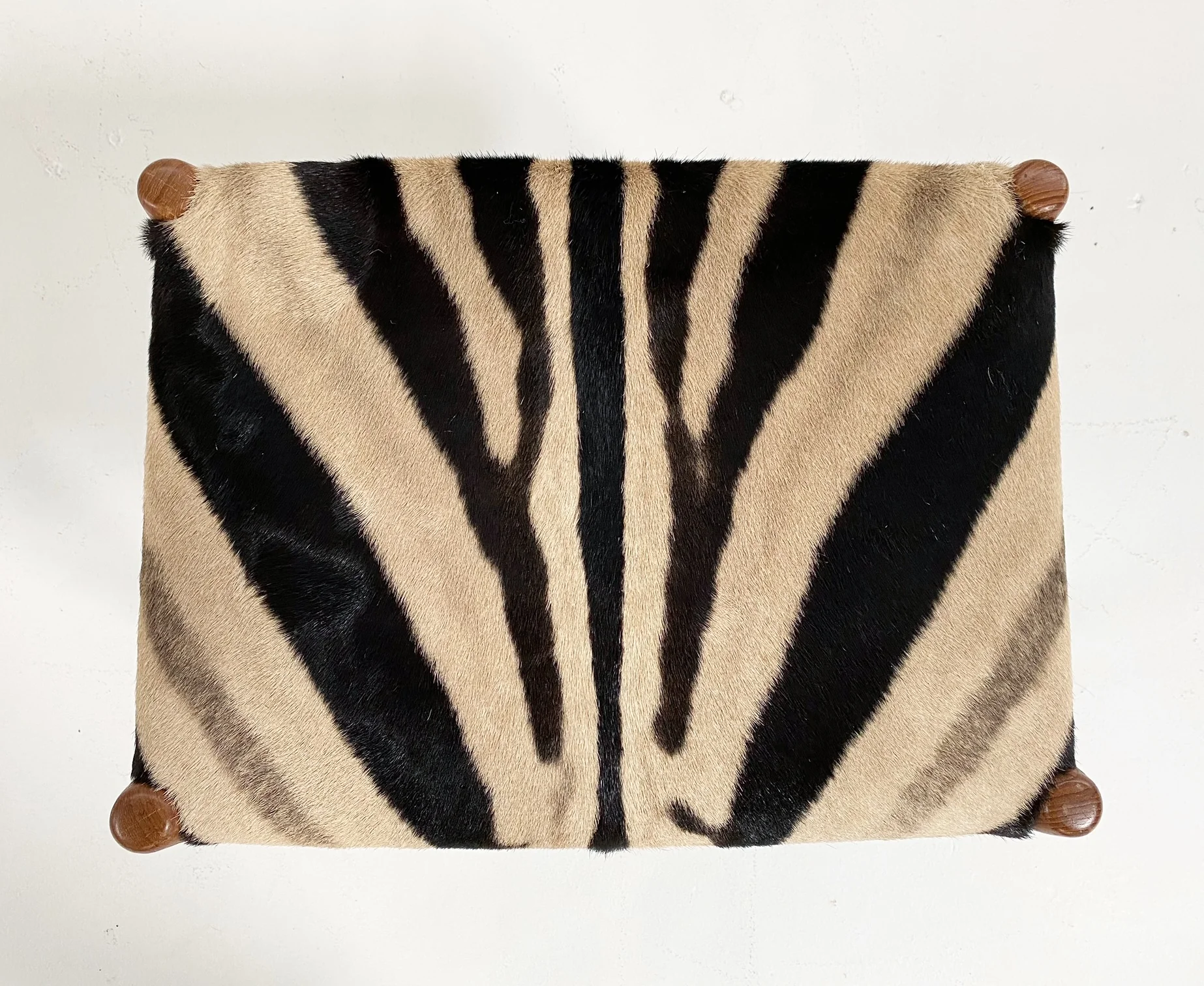 Vintage Danish Stool Restored in Zebra Hide - Image 2