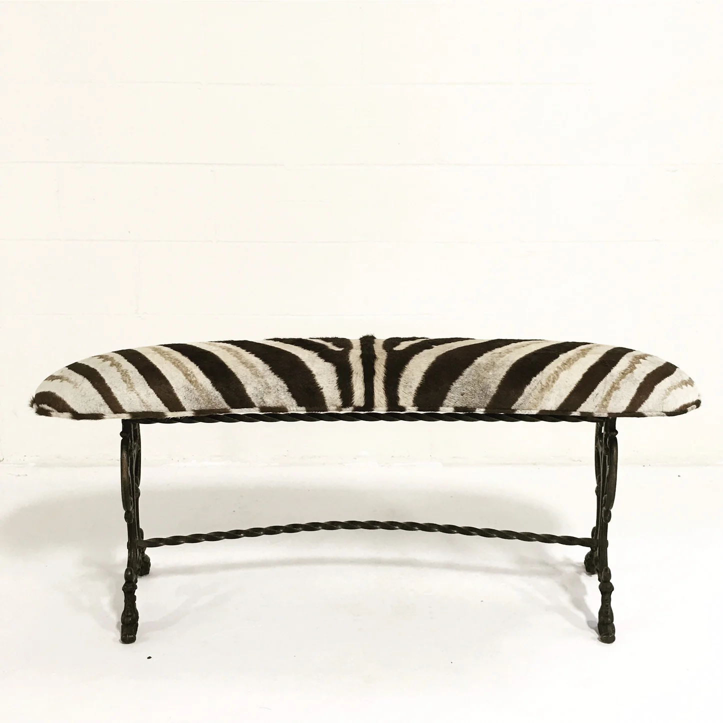 Victorian Iron Bench in Zebra Hide