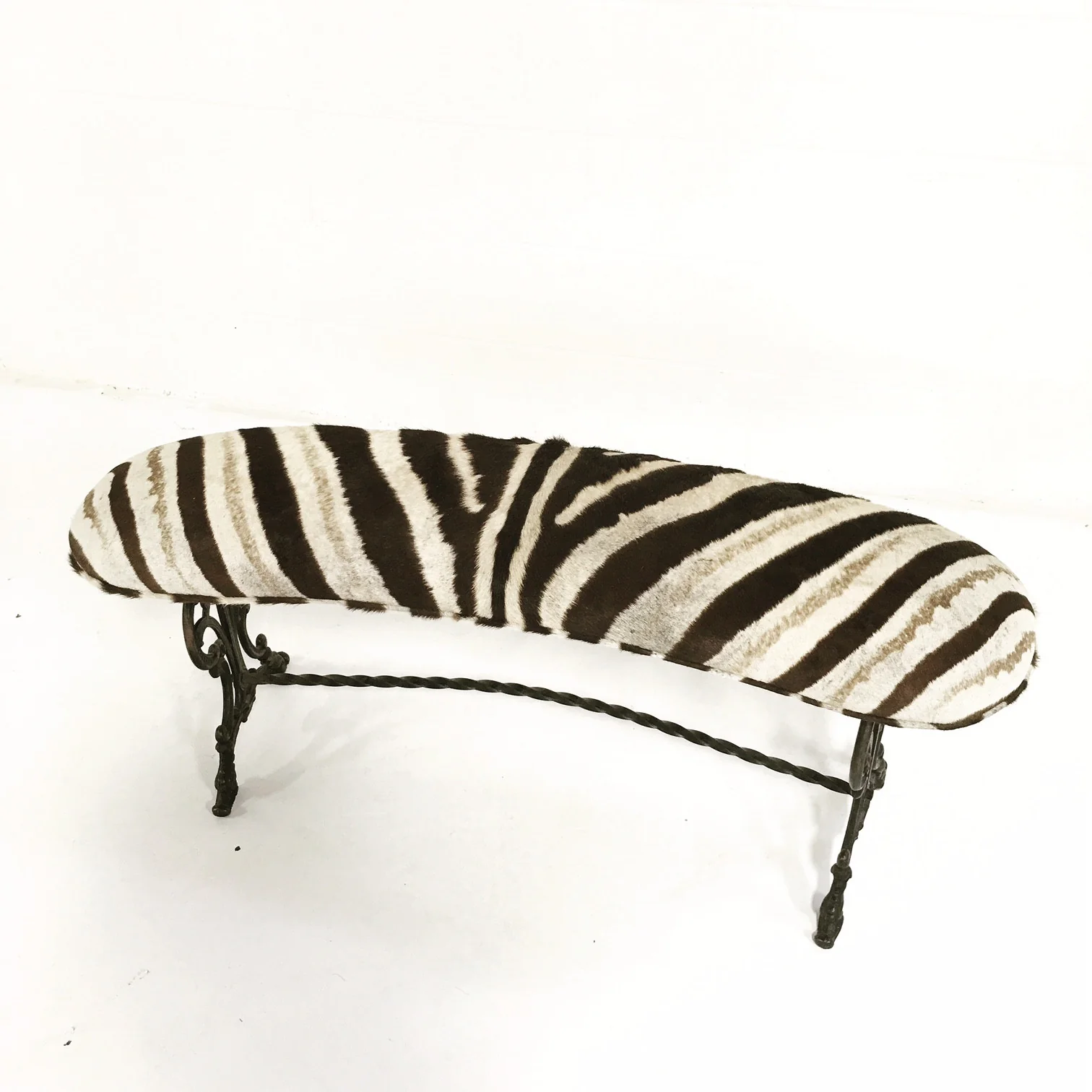 Victorian Iron Bench in Zebra Hide - Image 3