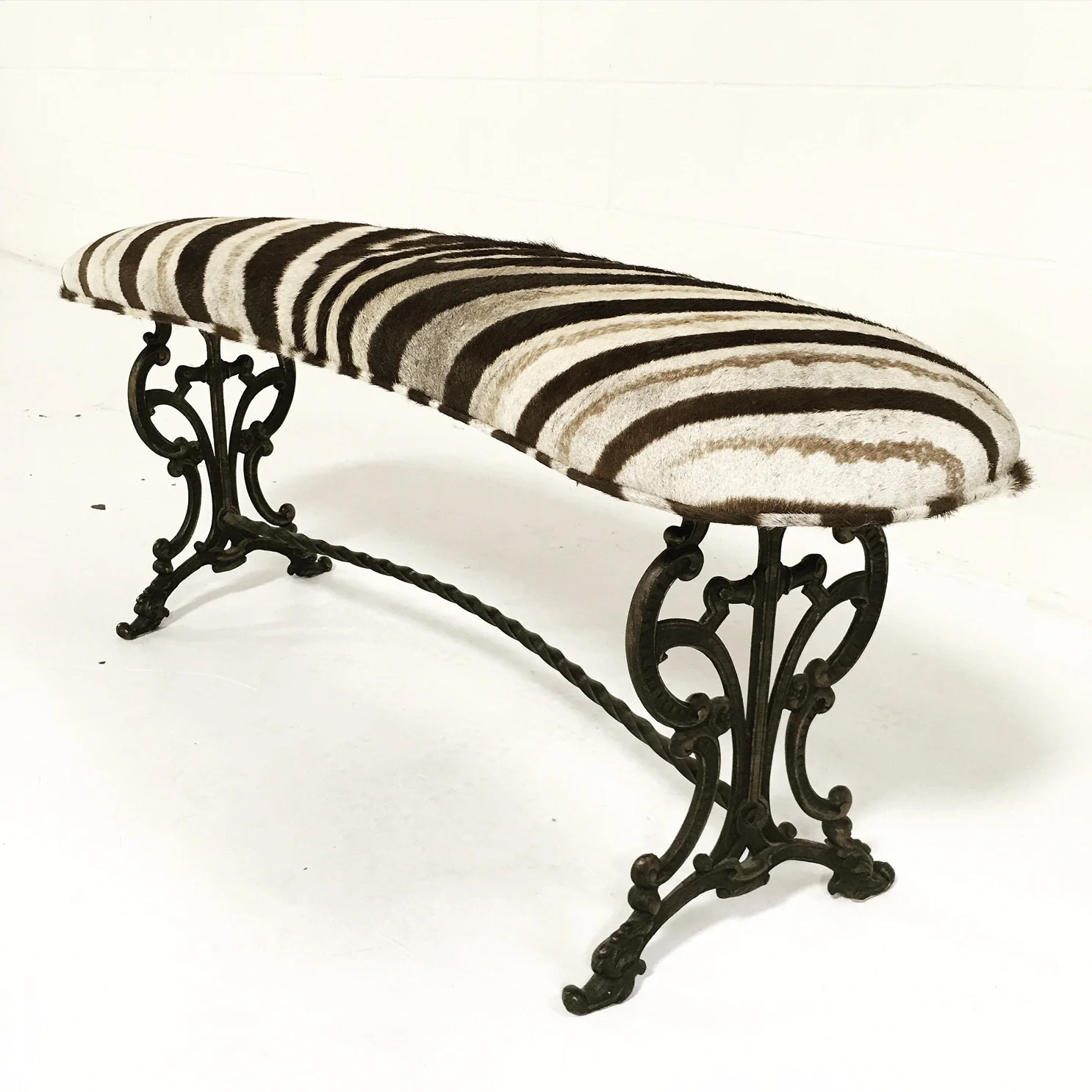 Victorian Iron Bench in Zebra Hide - Image 4
