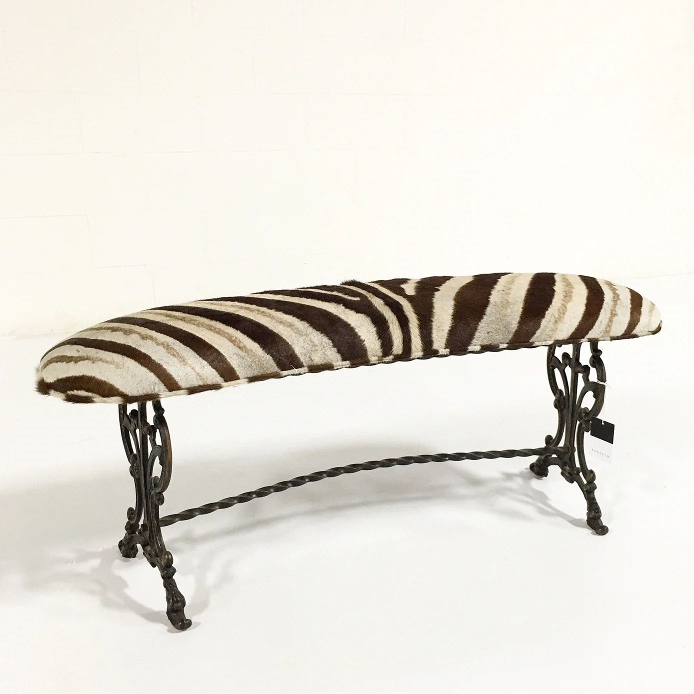 Victorian Iron Bench in Zebra Hide - Image 5