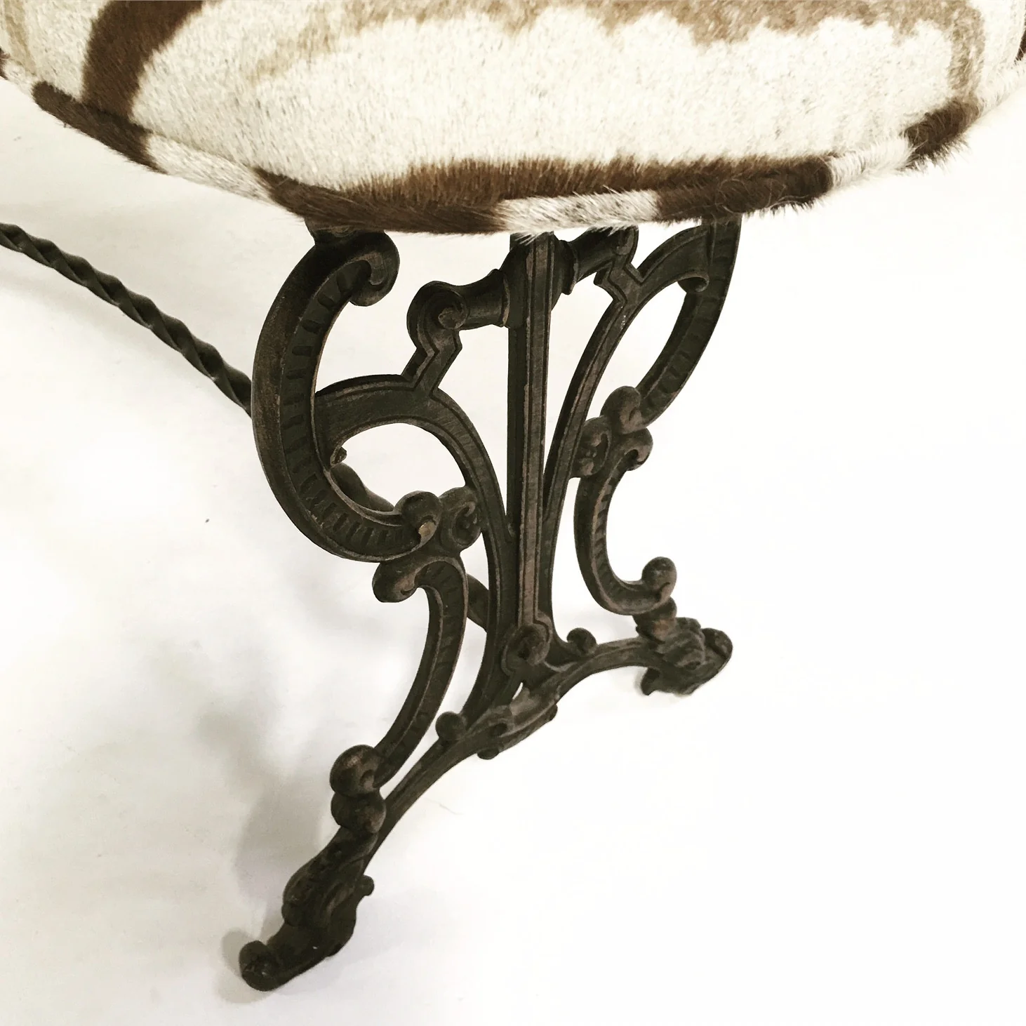 Victorian Iron Bench in Zebra Hide - Image 6