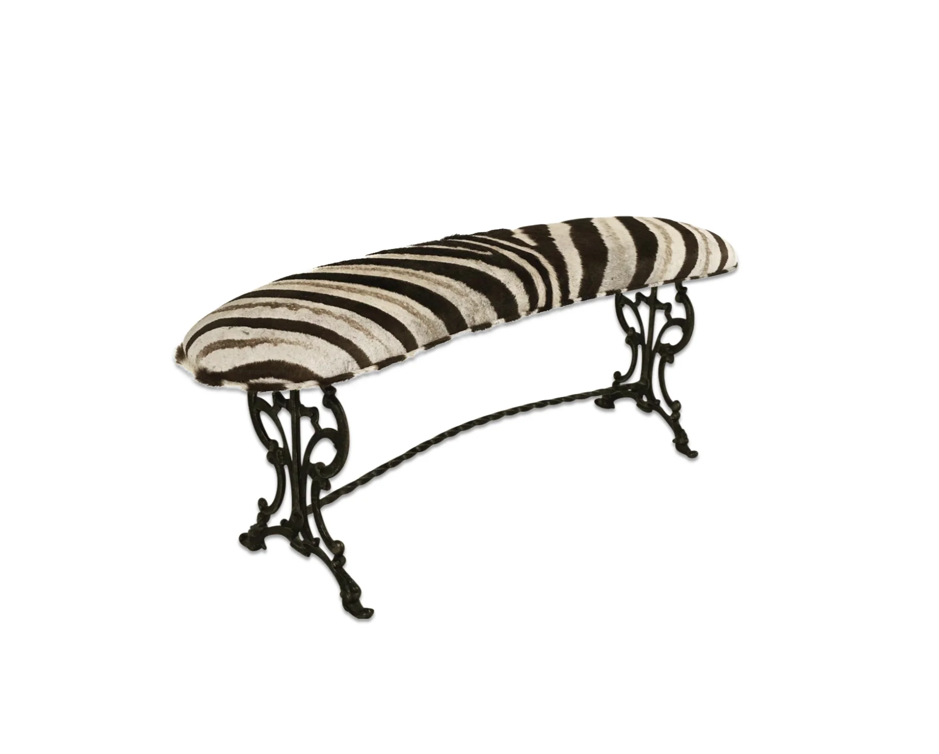 Victorian Iron Bench in Zebra Hide - Image 7