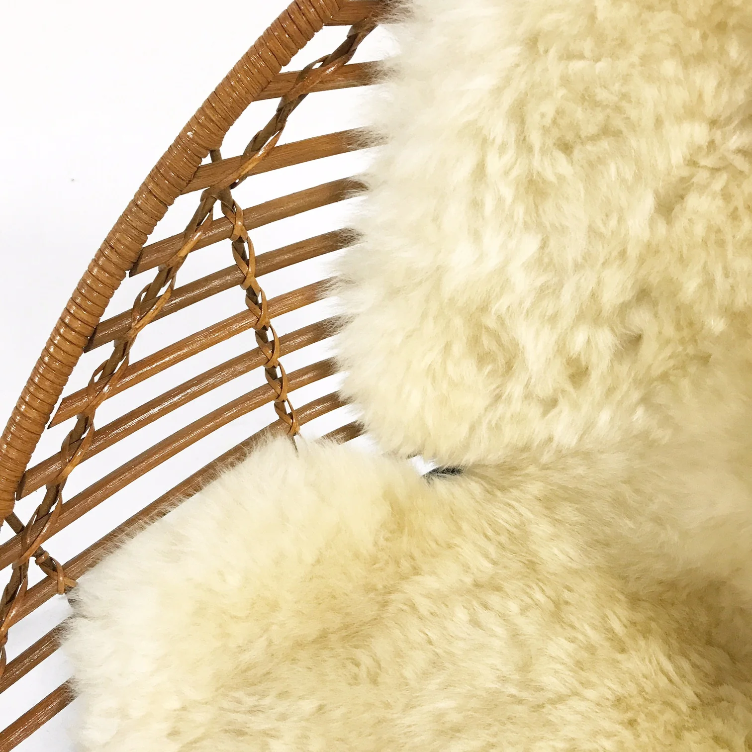 Vintage Mid-Century Iron and Rattan Chairs with Brazilian Sheepskins - Pair - Image 7