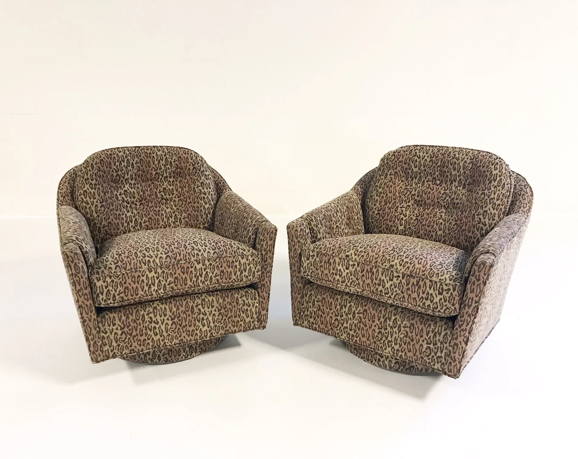 Lounge Chairs in Kravet Leopard Print Fabric, pair - Image 4