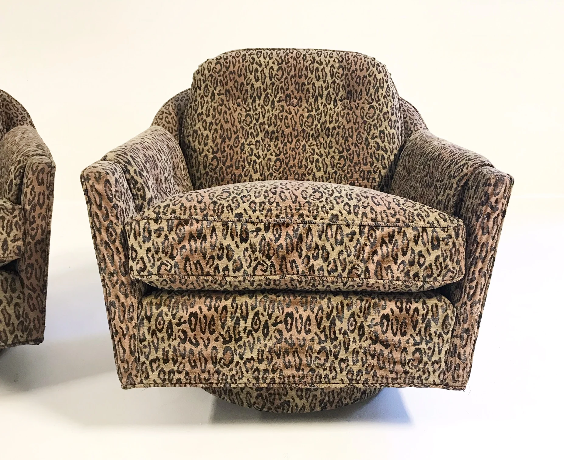 Lounge Chairs in Kravet Leopard Print Fabric, pair - Image 8