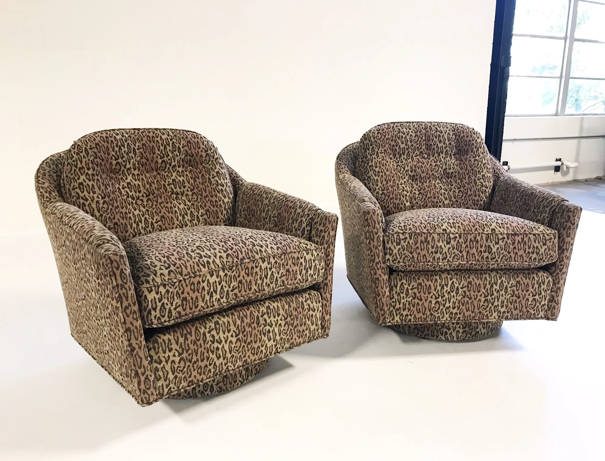 Lounge Chairs in Kravet Leopard Print Fabric, pair - Image 9