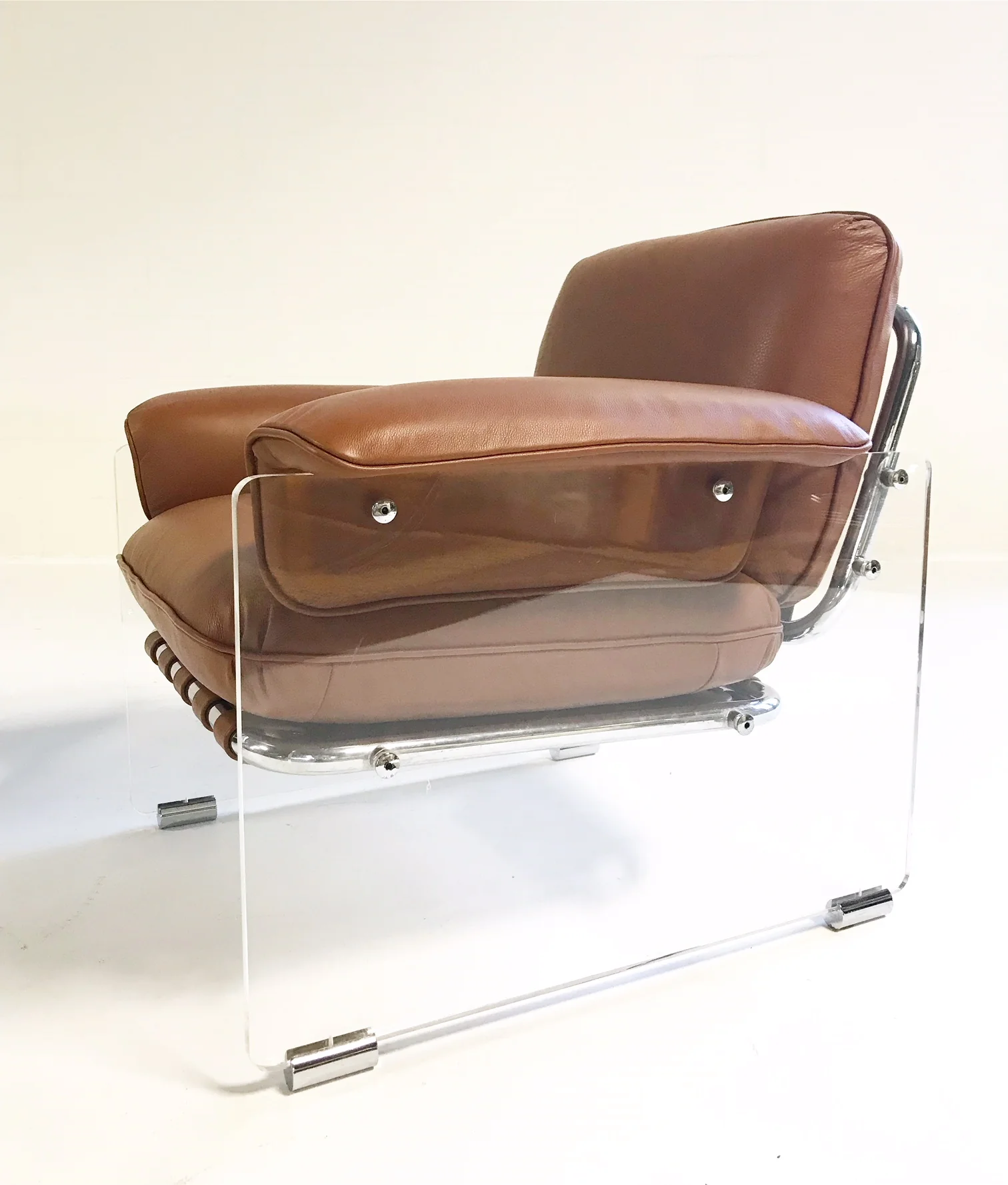 Argenta Lucite Chairs in Loro Piana Italian Buffalo Leather, pair - Image 6