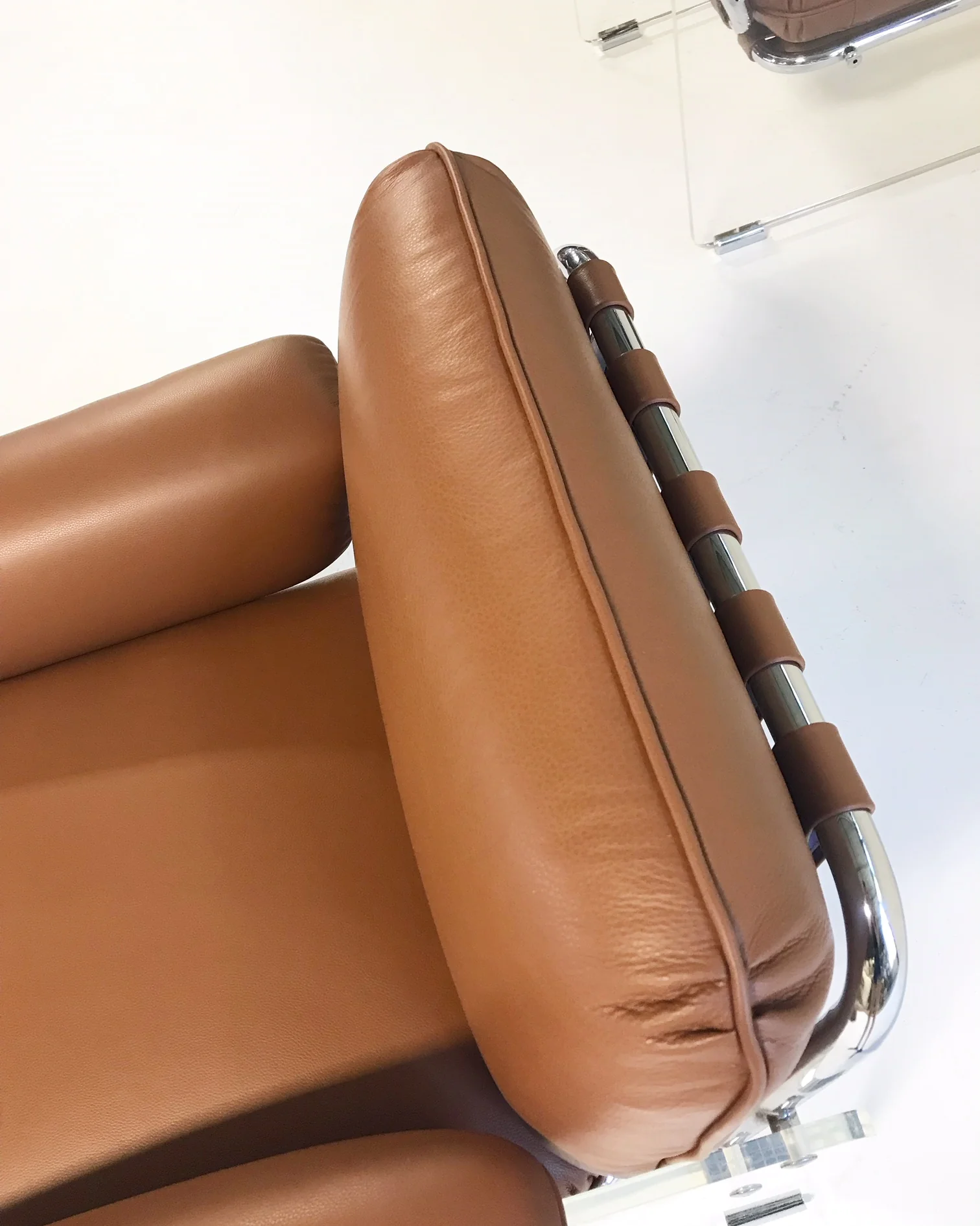 Argenta Lucite Chairs in Loro Piana Italian Buffalo Leather, pair - Image 9