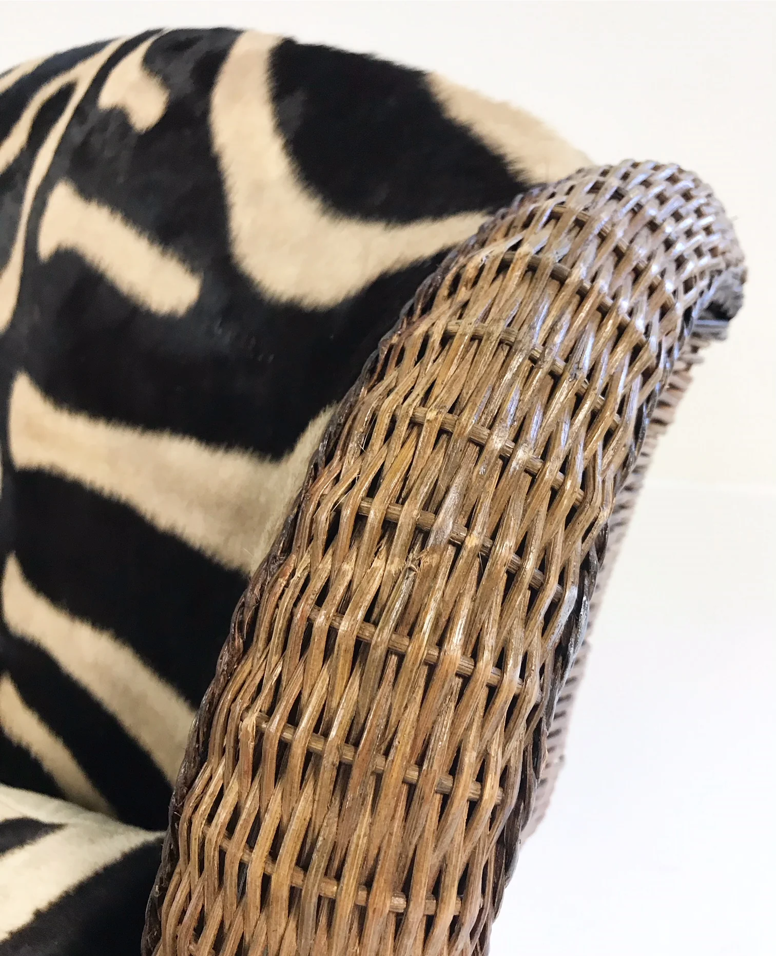 Wicker Wingbacks in Zebra Hide, pair - Image 10