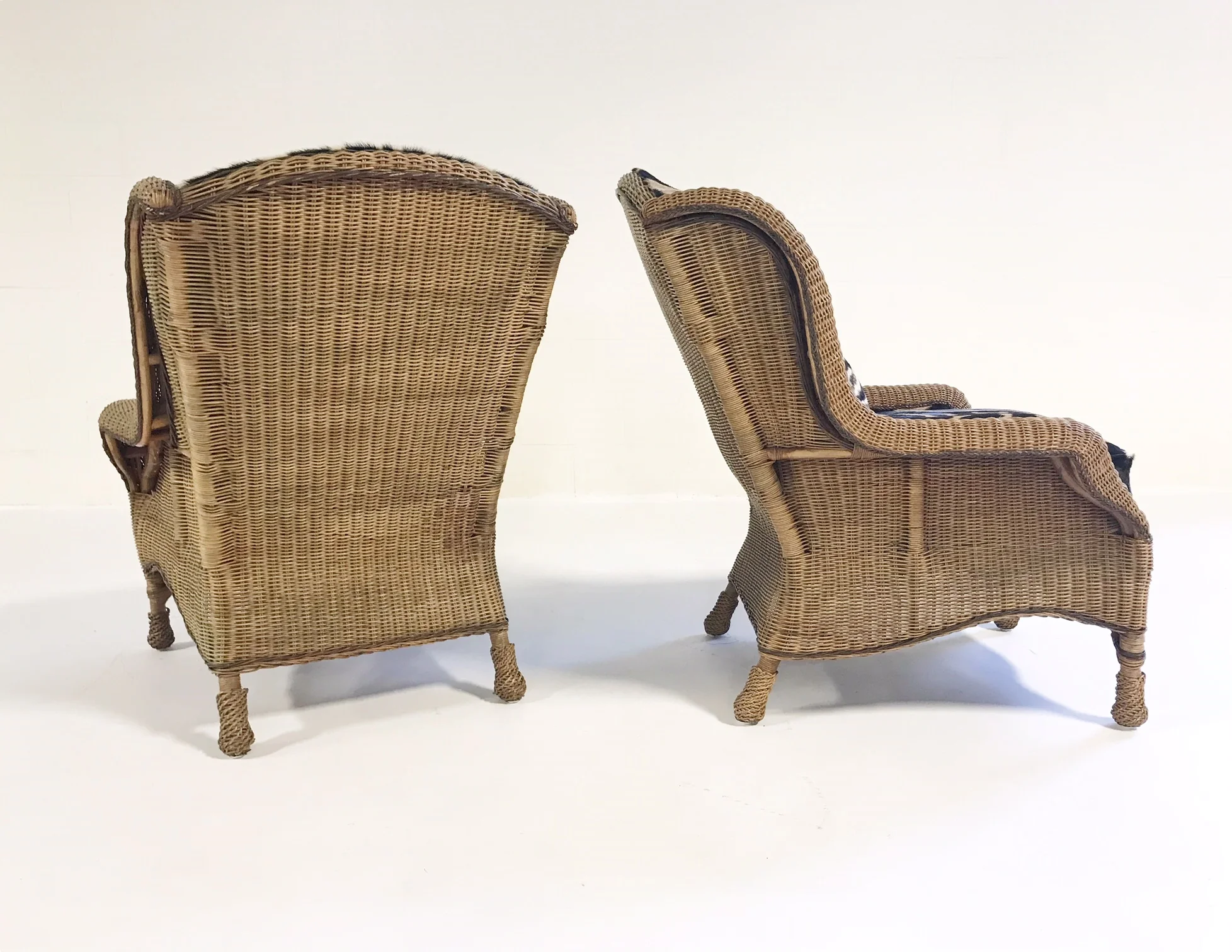Wicker Wingbacks in Zebra Hide, pair - Image 5