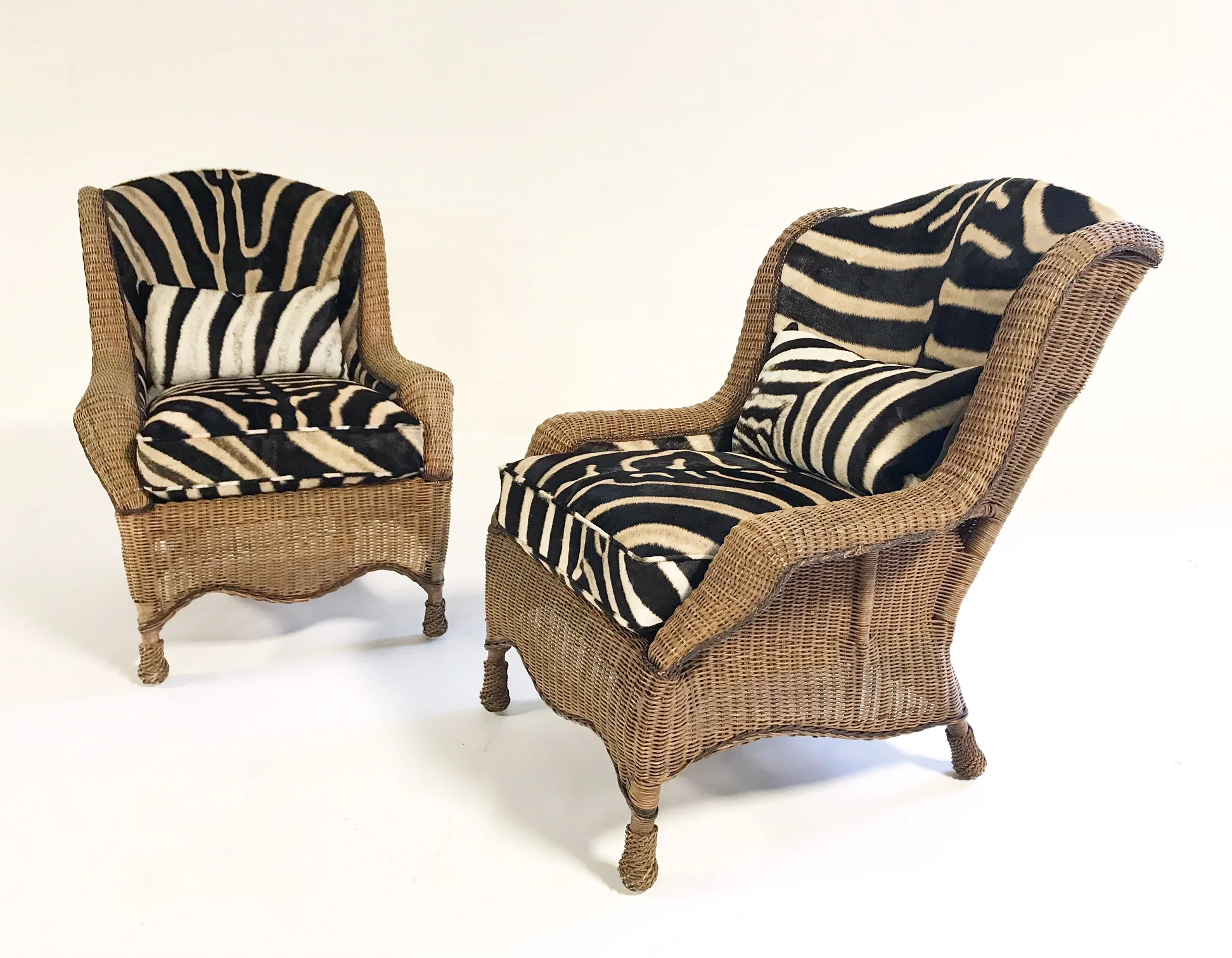 Wicker Wingbacks in Zebra Hide, pair - Image 6