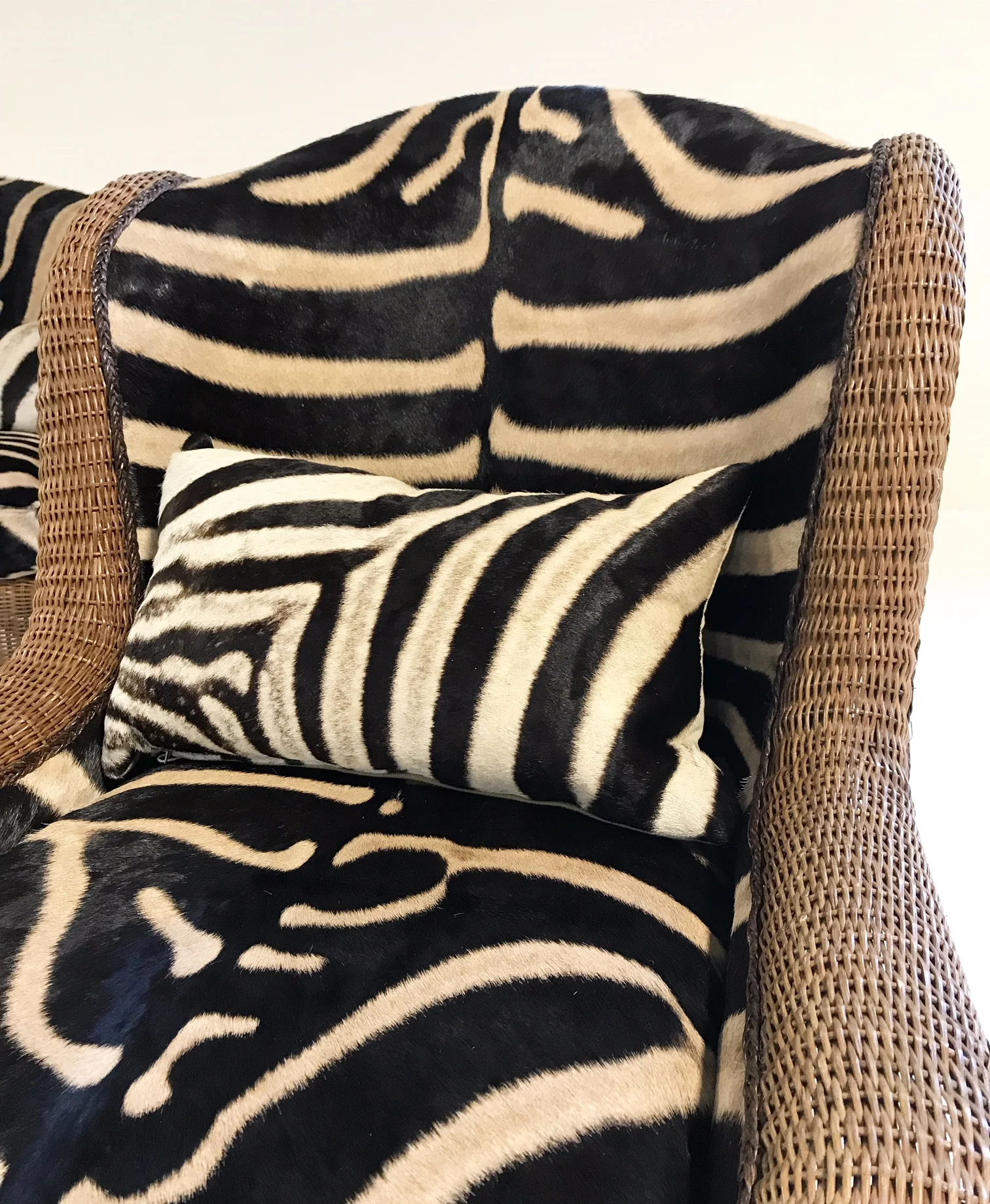 Wicker Wingbacks in Zebra Hide, pair - Image 8