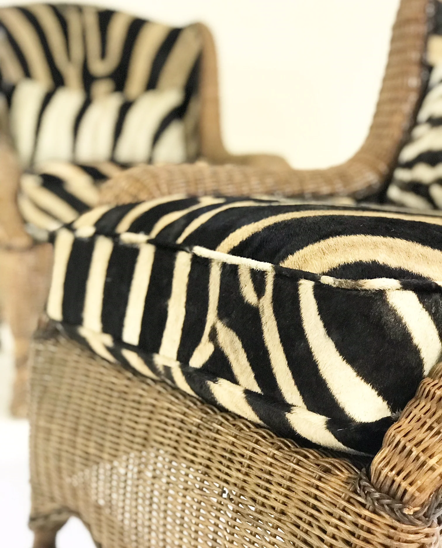 Wicker Wingbacks in Zebra Hide, pair - Image 9